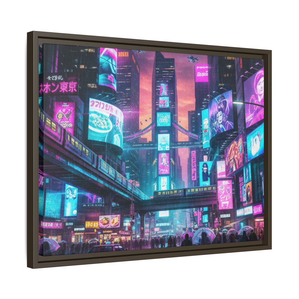 Bright Future Cityscape Vibrant Wall Art  — Framed Cyberpunk Wall Art