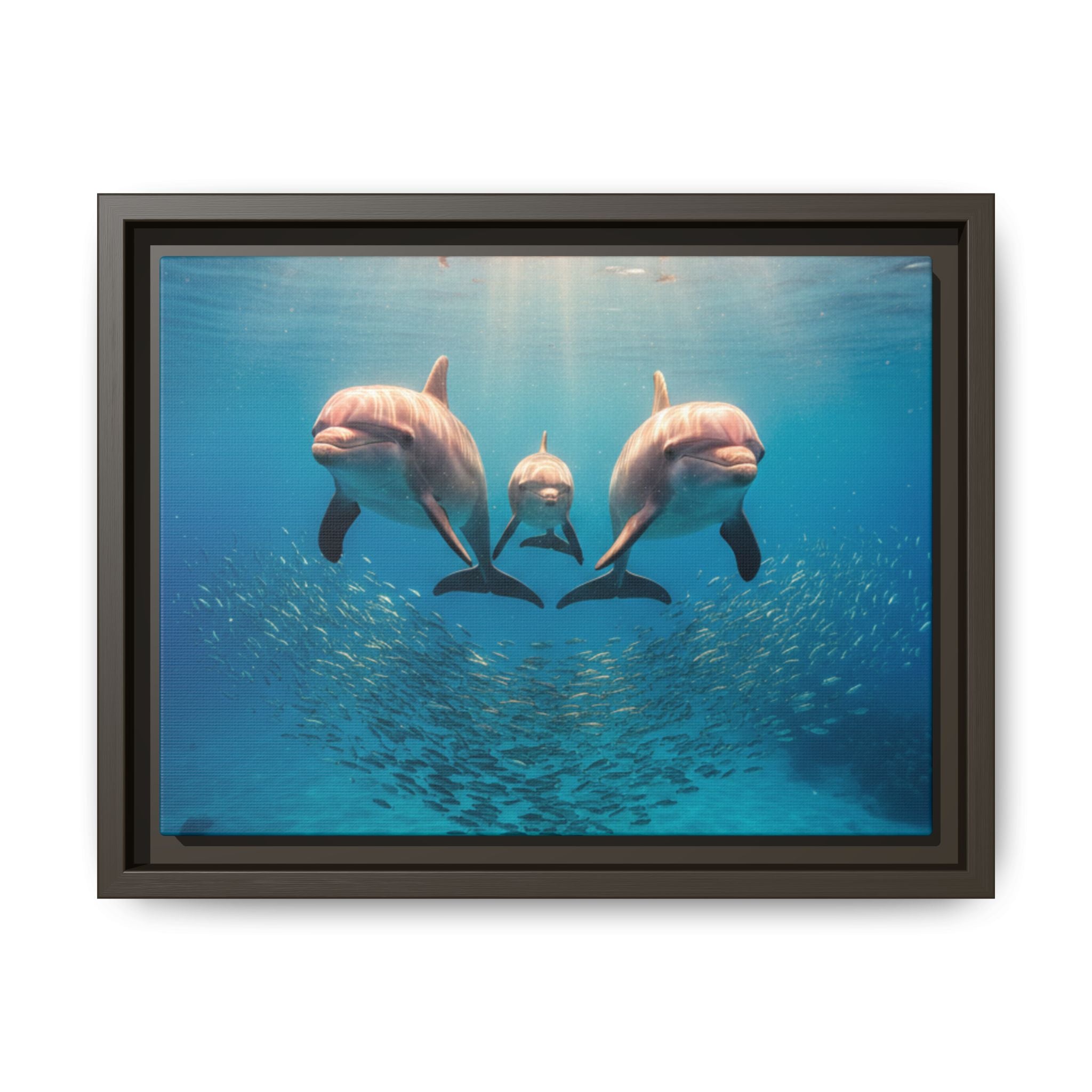 Framed Dolphin Canvas Print — Matte Ocean Wall Art