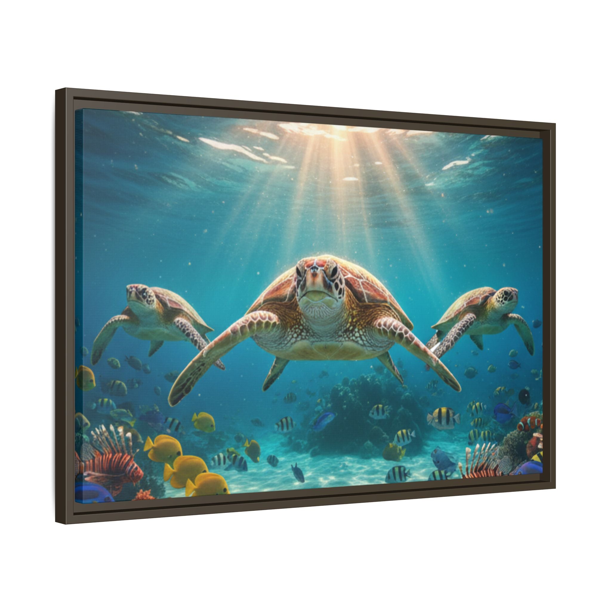 Sea Turtle Ocean Art — Framed Matte Canvas Wall Art