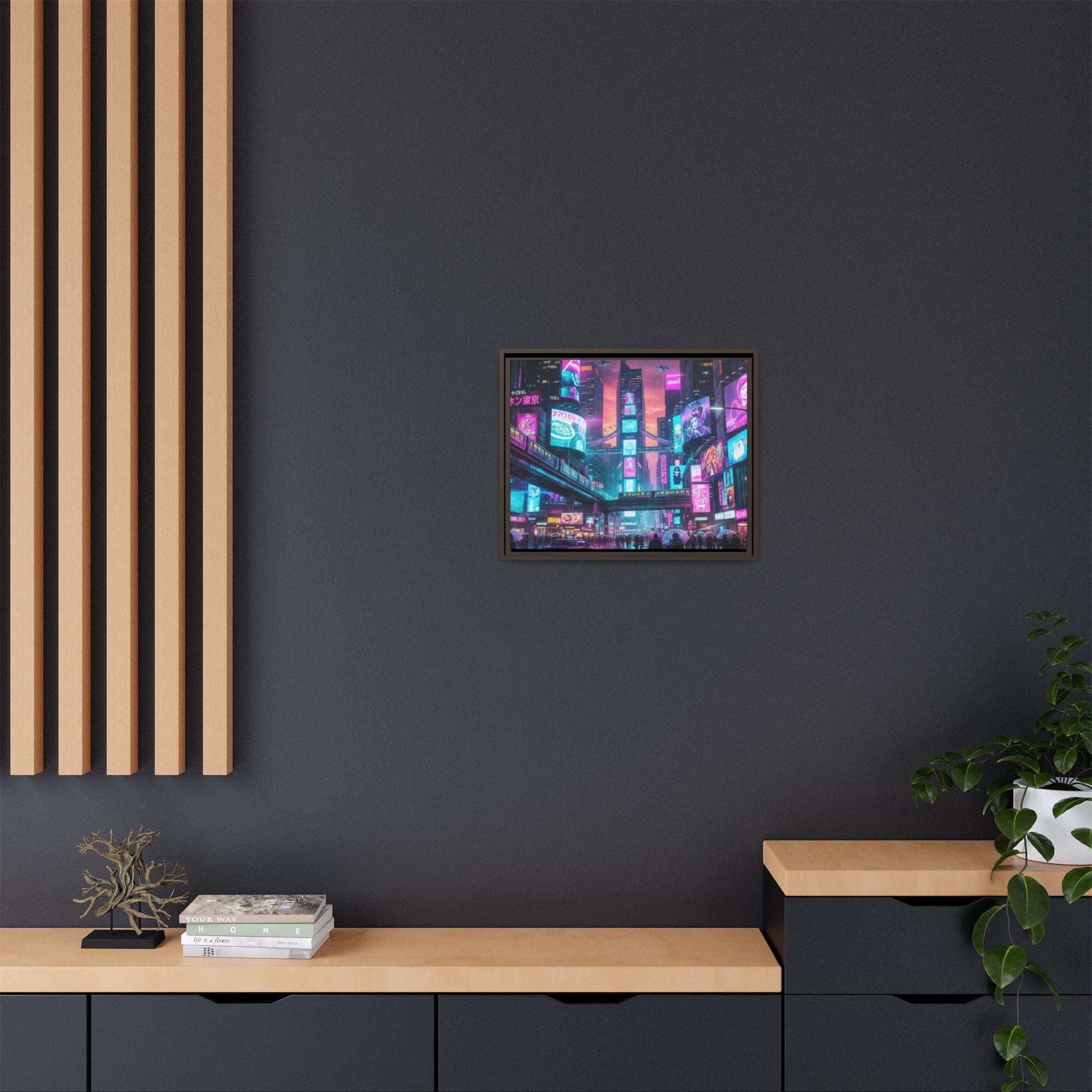 Bright Future Cityscape Vibrant Wall Art  — Framed Cyberpunk Wall Art
