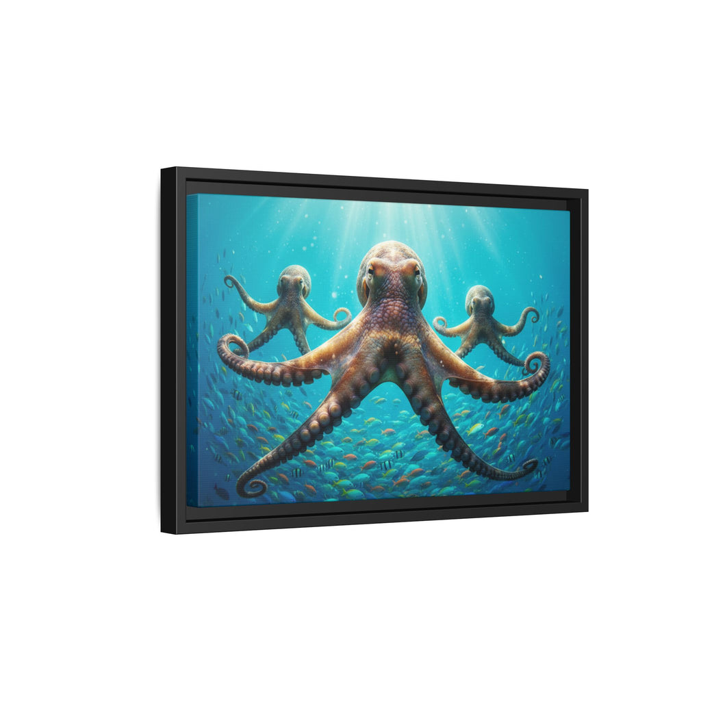 Framed Octopus Art Print — Vibrant Underwater Canvas Wall Decor