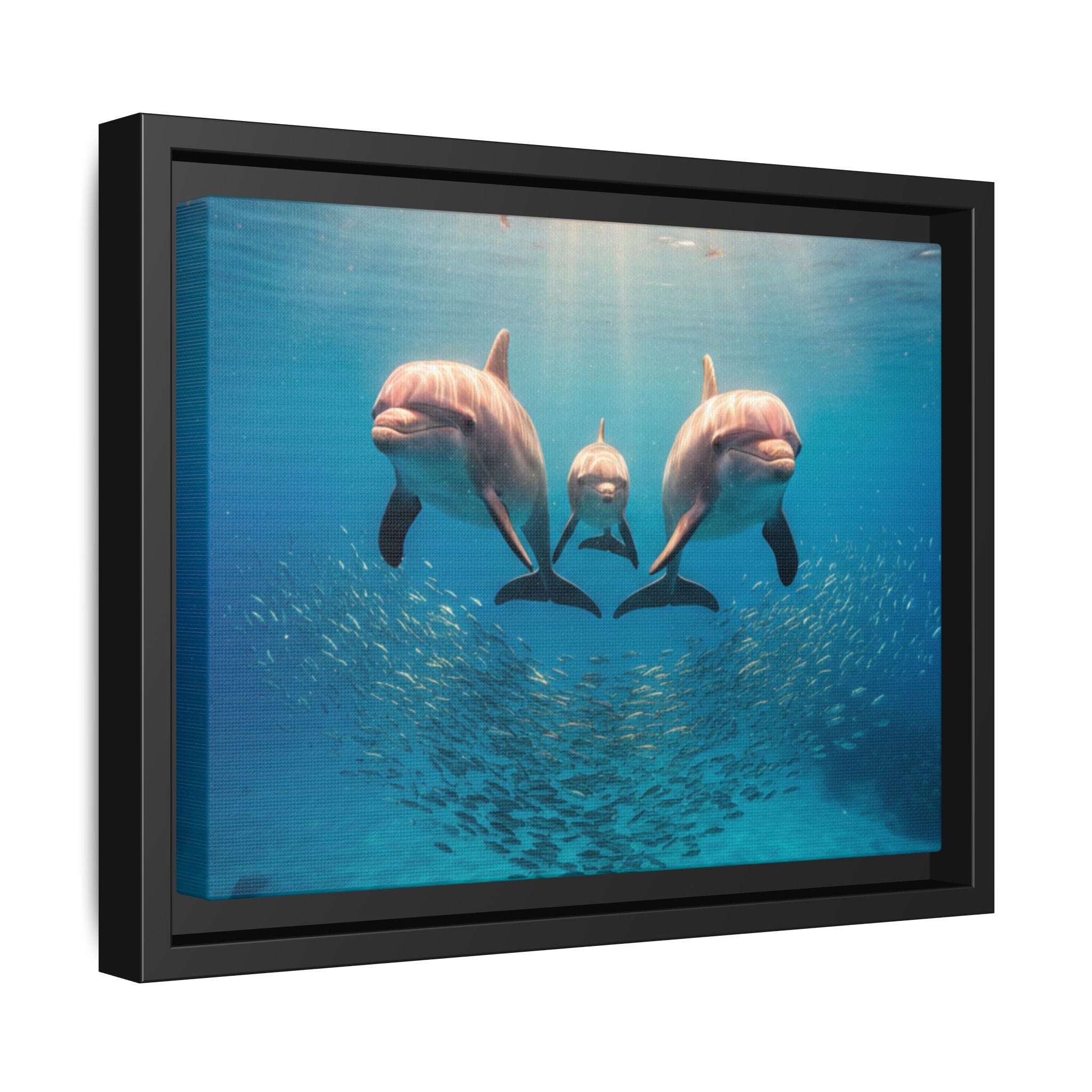 Framed Dolphin Canvas Print — Matte Ocean Wall Art