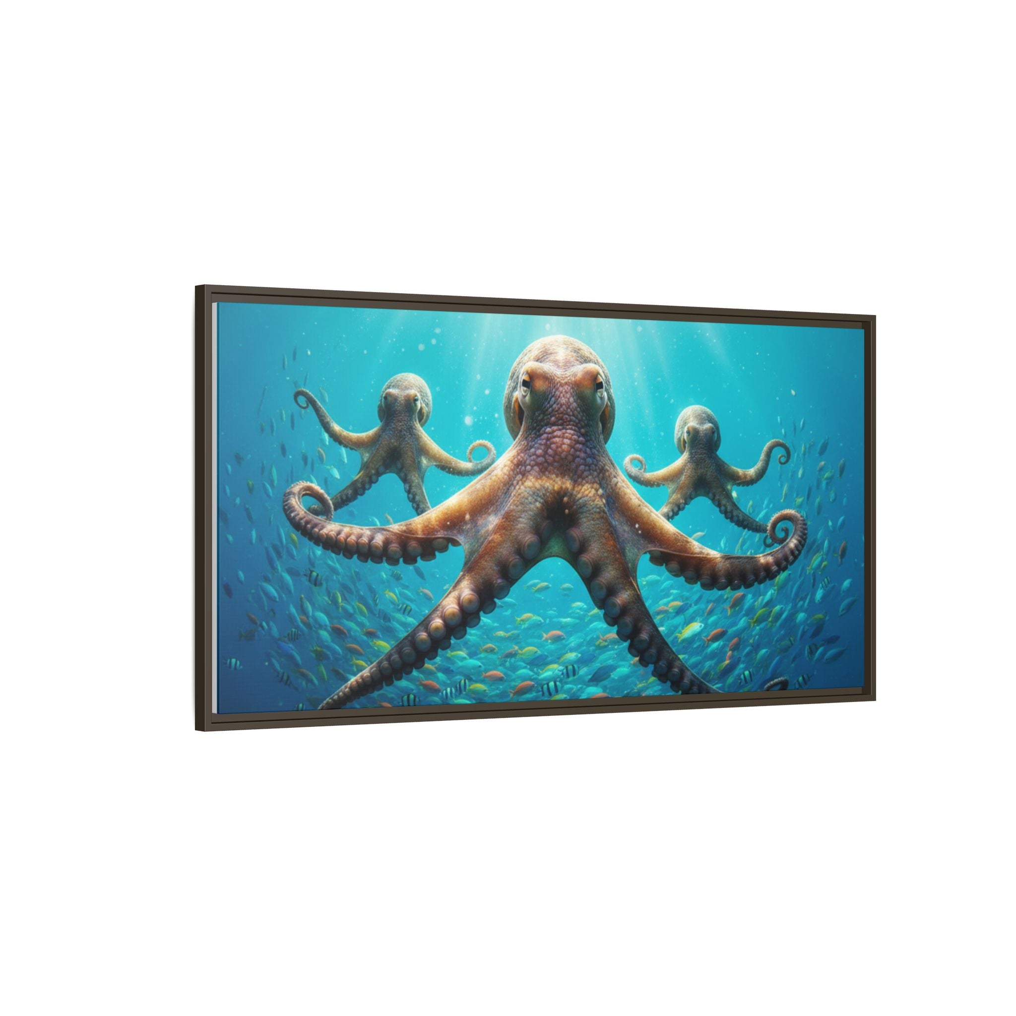Framed Octopus Art Print — Vibrant Underwater Canvas Wall Decor