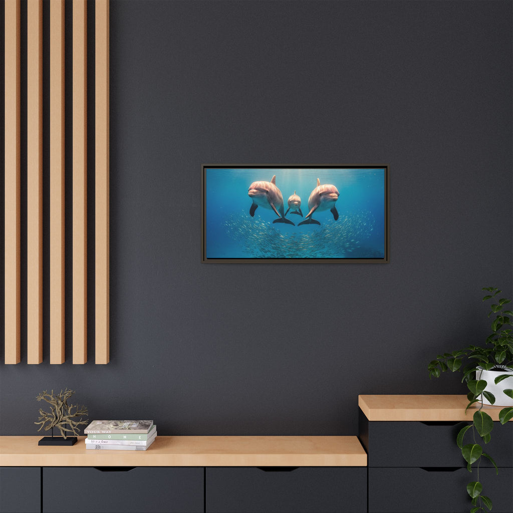 Framed Dolphin Canvas Print — Matte Ocean Wall Art