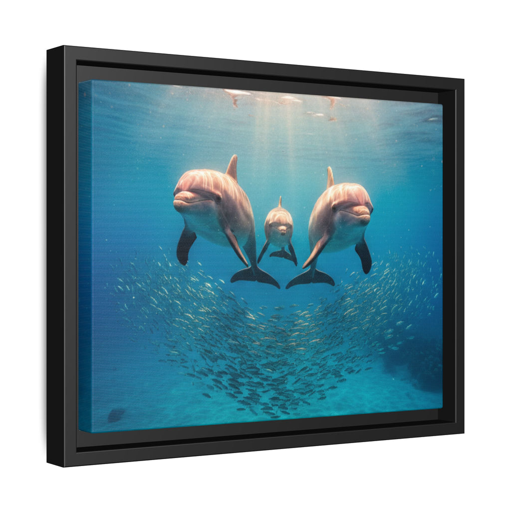 Framed Dolphin Canvas Print — Matte Ocean Wall Art