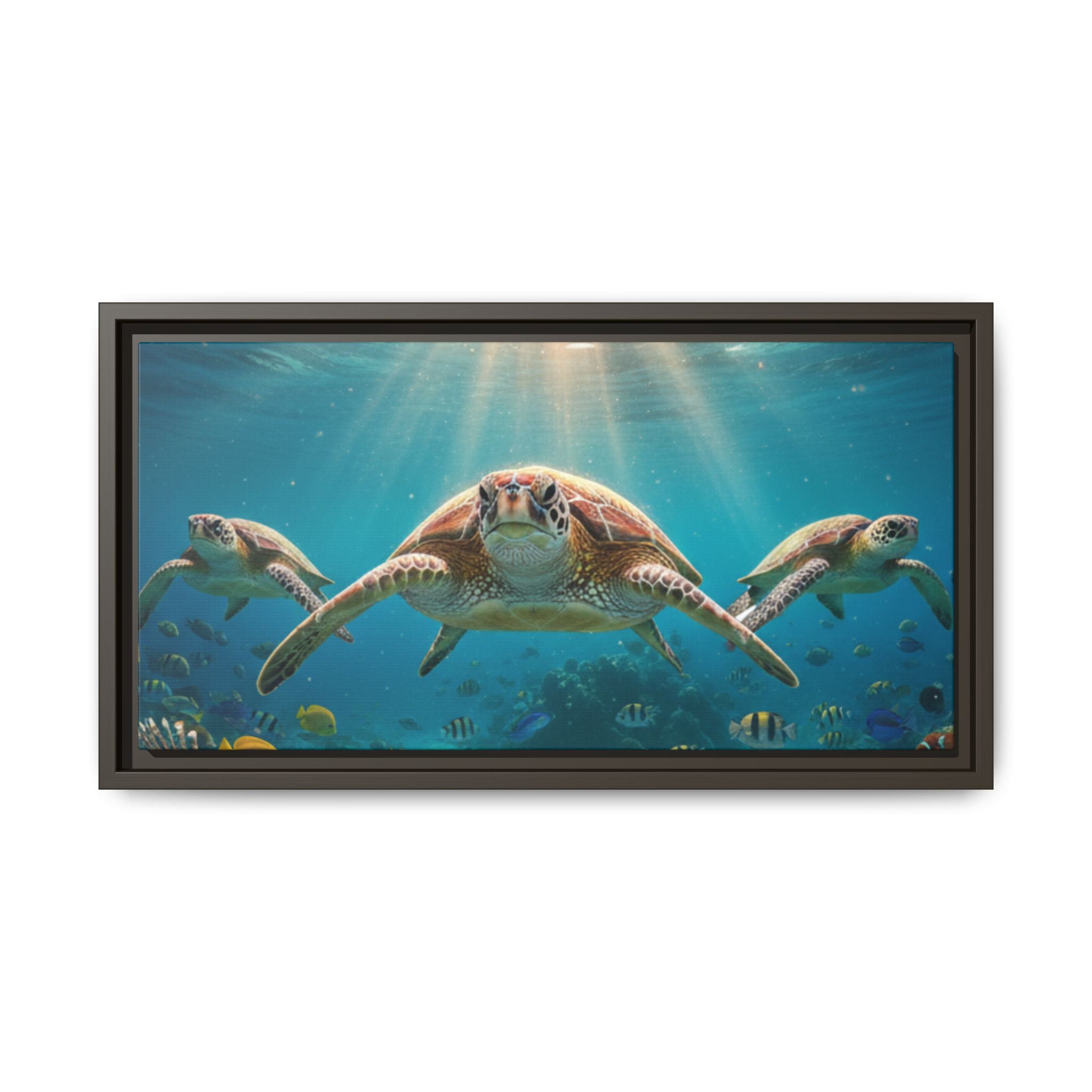 Sea Turtle Ocean Art — Framed Matte Canvas Wall Art