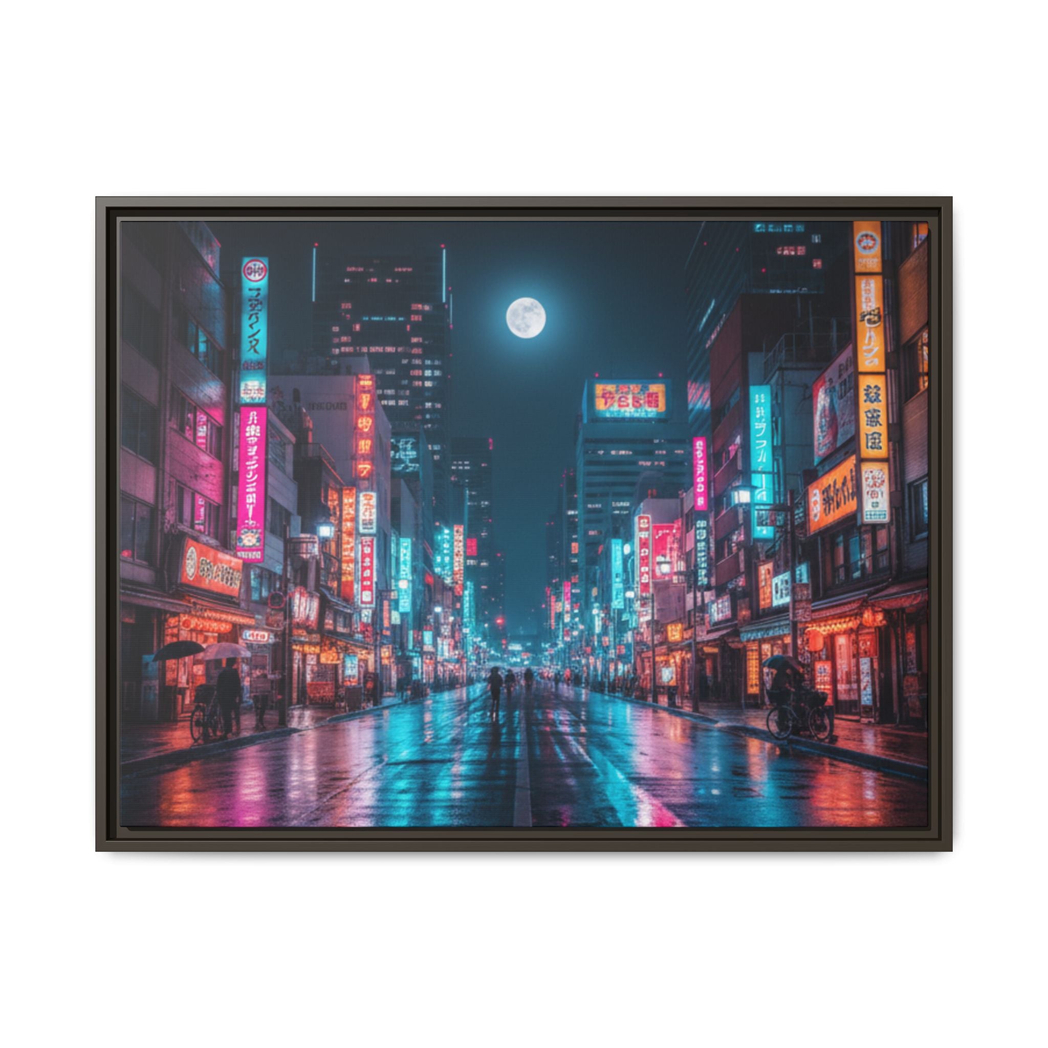 Japan Nightscape Canvas Framed Print