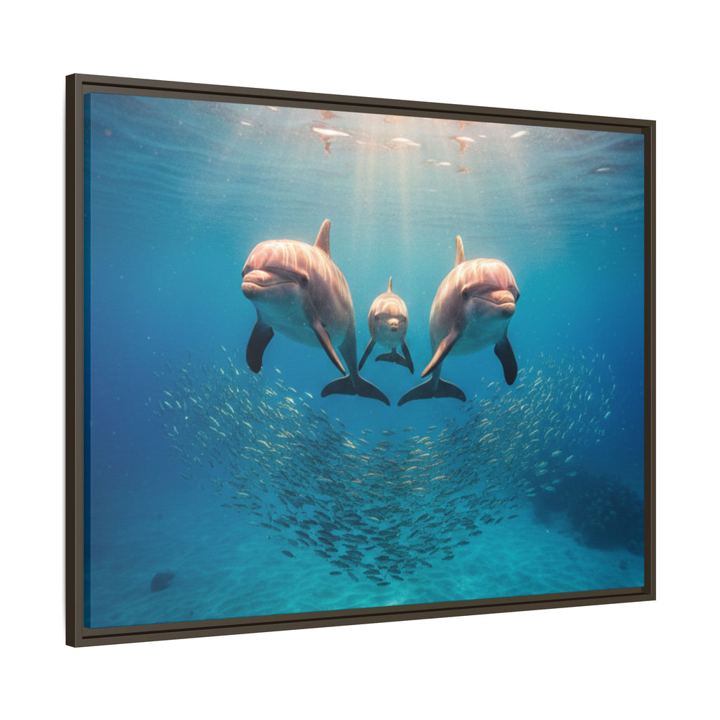 Framed Dolphin Canvas Print — Matte Ocean Wall Art