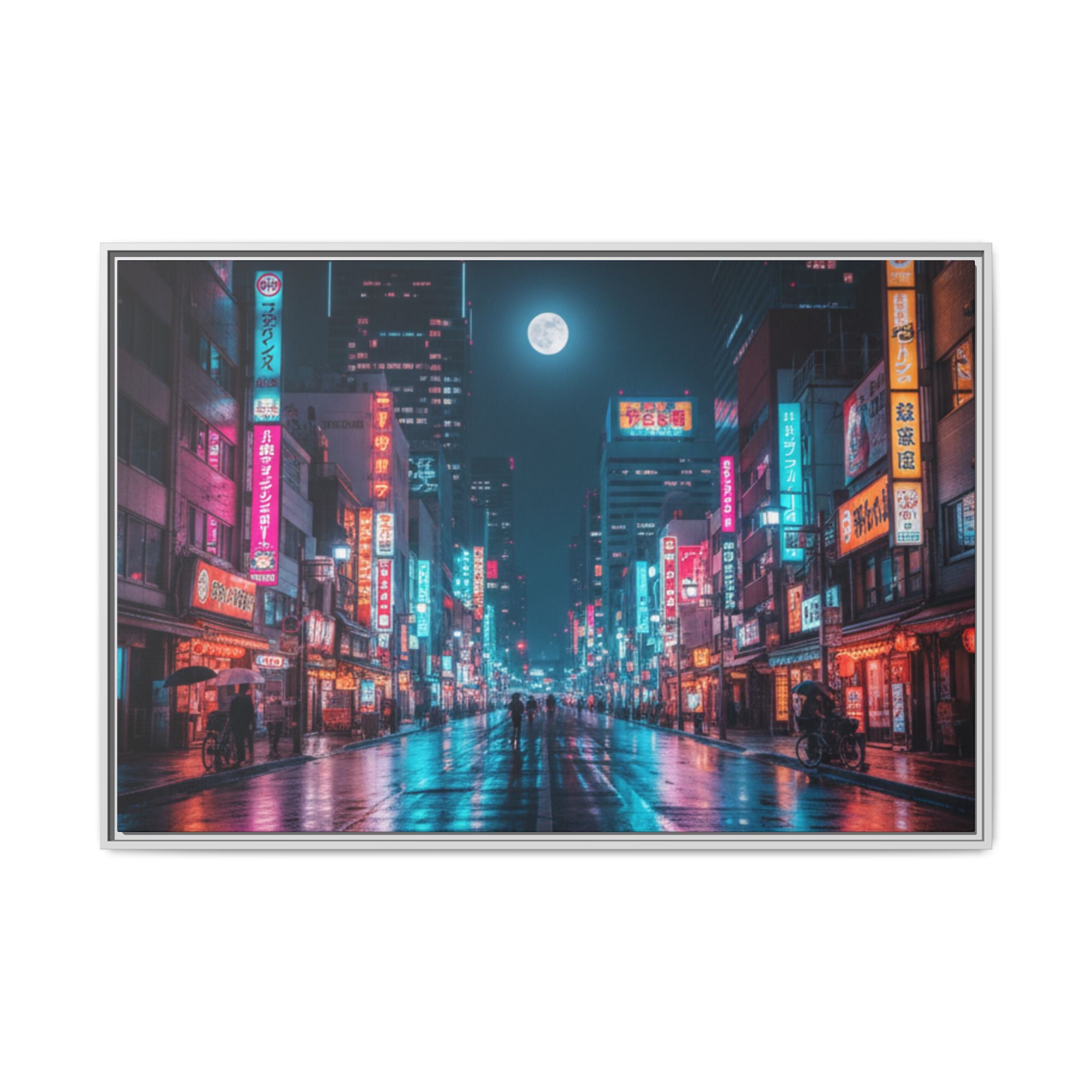 Japan Nightscape Canvas Framed Print