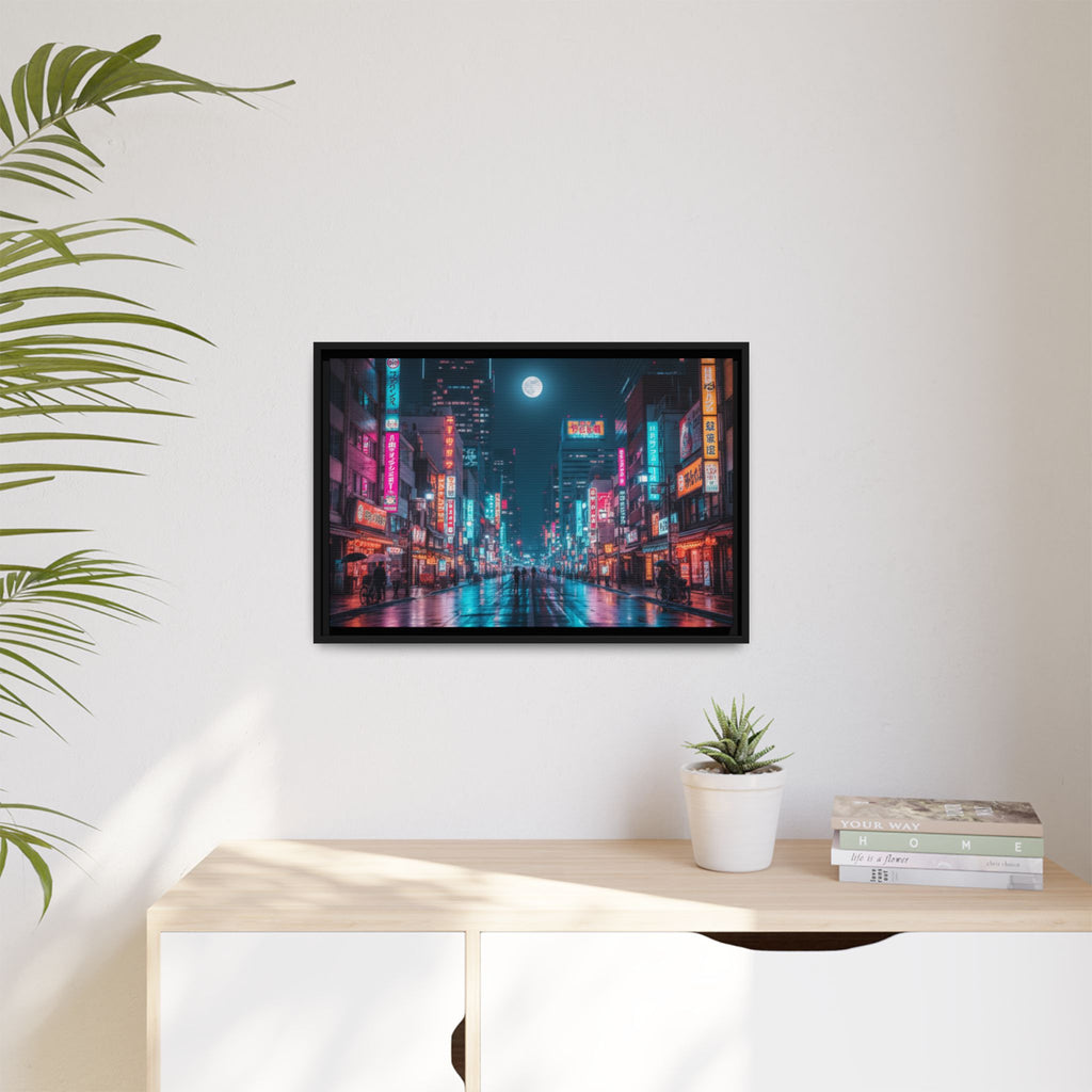 Japan Nightscape Canvas Framed Print