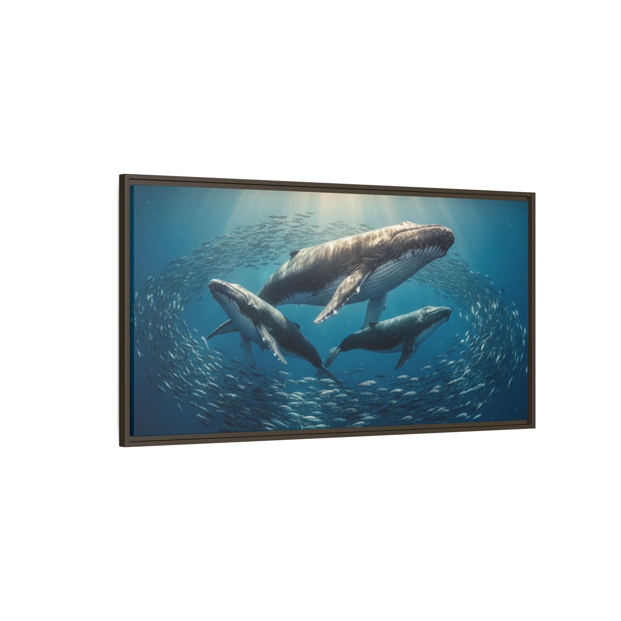 Stunning Whale Family Canvas Wall Art - Framed