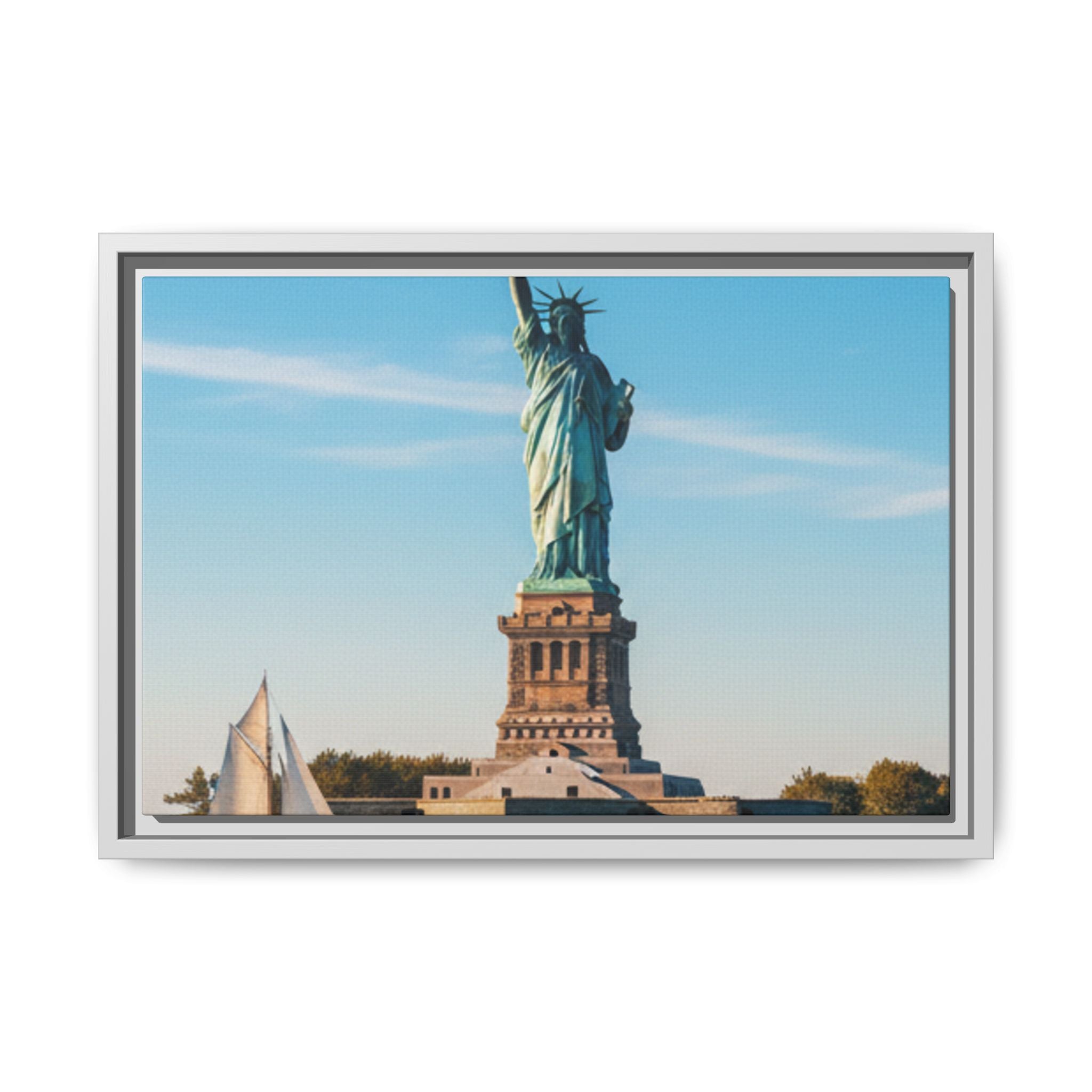 Statue of Liberty Matte Framed Canvas Print — New York City Landmark Wall Art