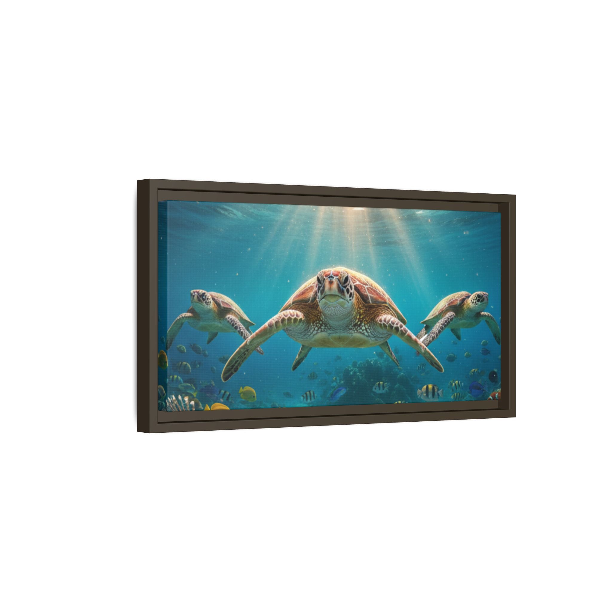 Sea Turtle Ocean Art — Framed Matte Canvas Wall Art