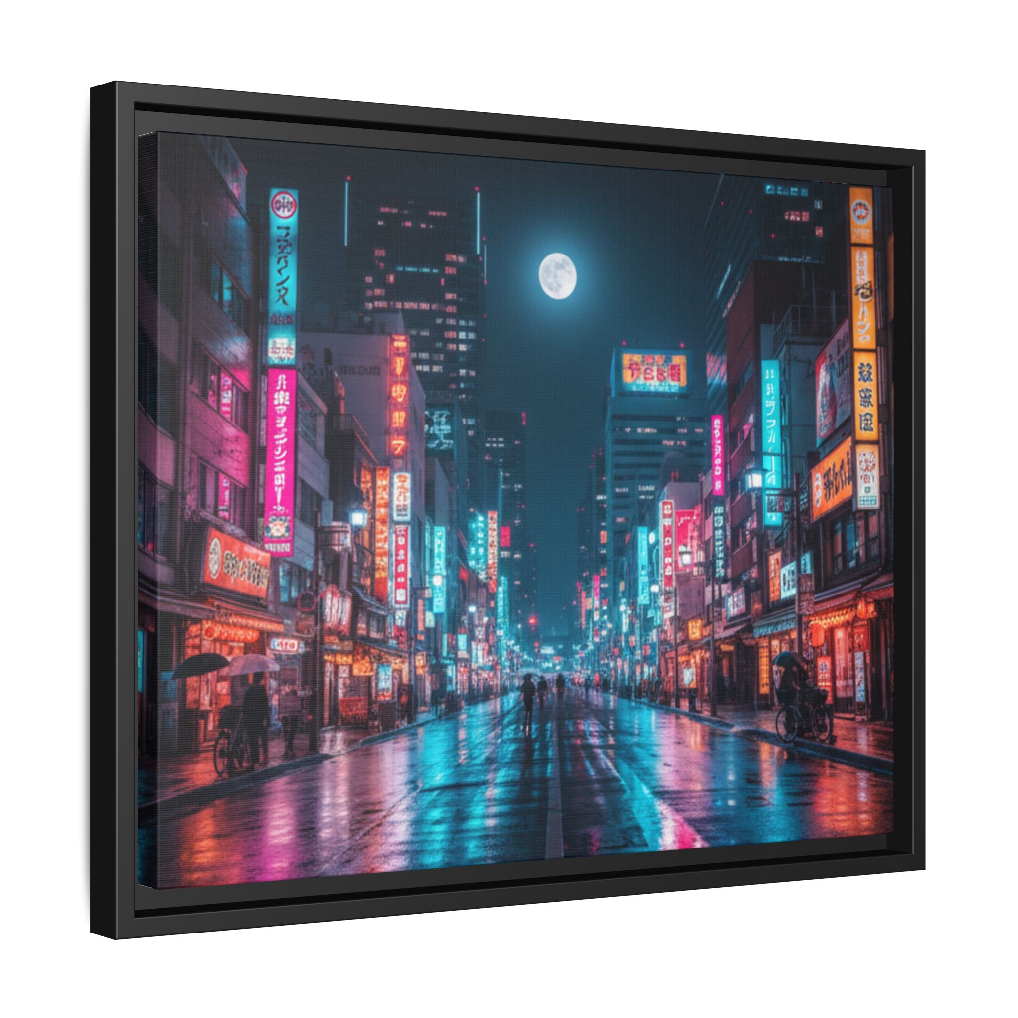 Japan Nightscape Canvas Framed Print