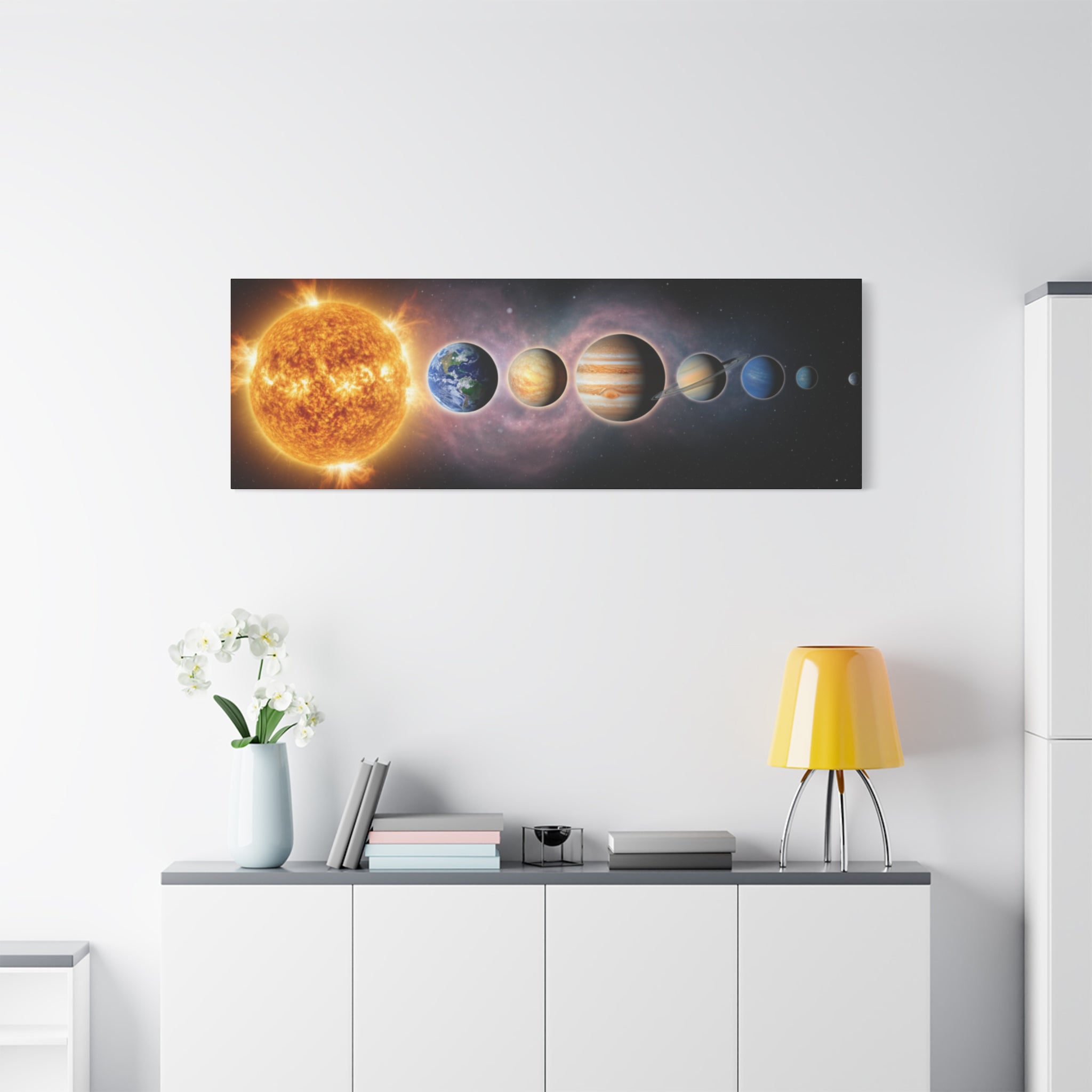 Stunning Solar System Art — Planet Lineup Matte Stretched Wall Art