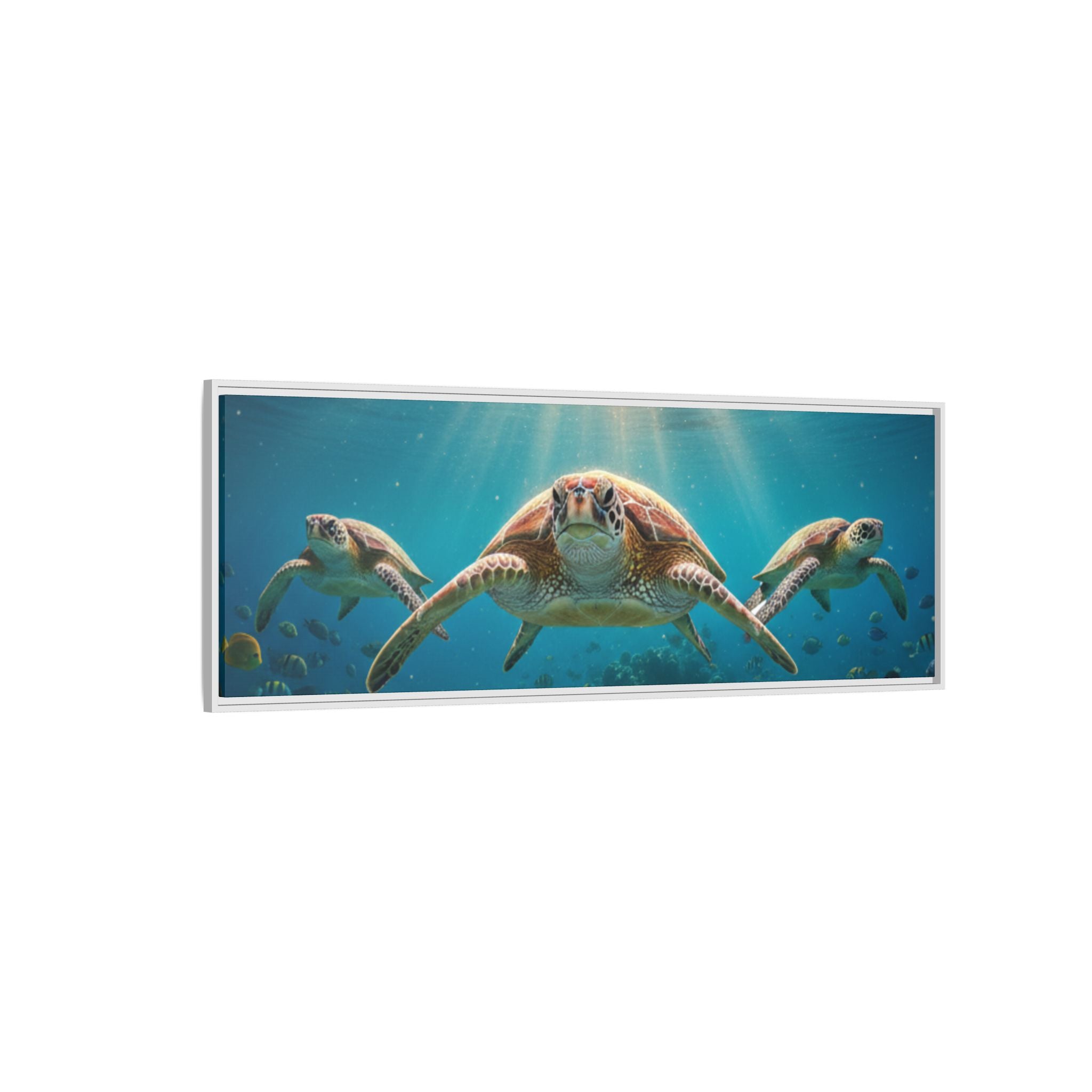 Sea Turtle Ocean Art — Framed Matte Canvas Wall Art