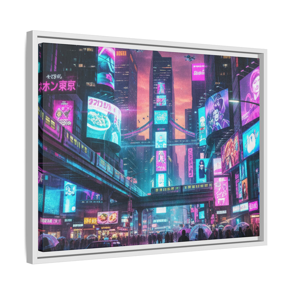 Bright Future Cityscape Vibrant Wall Art  — Framed Cyberpunk Wall Art