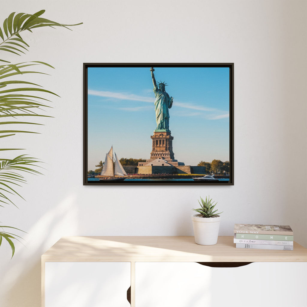 Statue of Liberty Matte Framed Canvas Print — New York City Landmark Wall Art