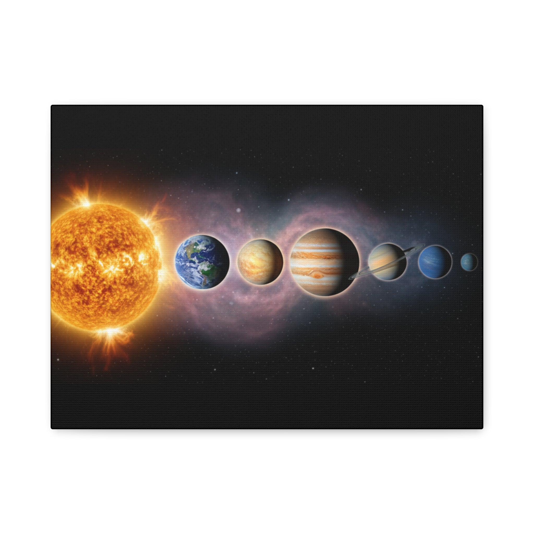 Stunning Solar System Art — Planet Lineup Matte Stretched Wall Art