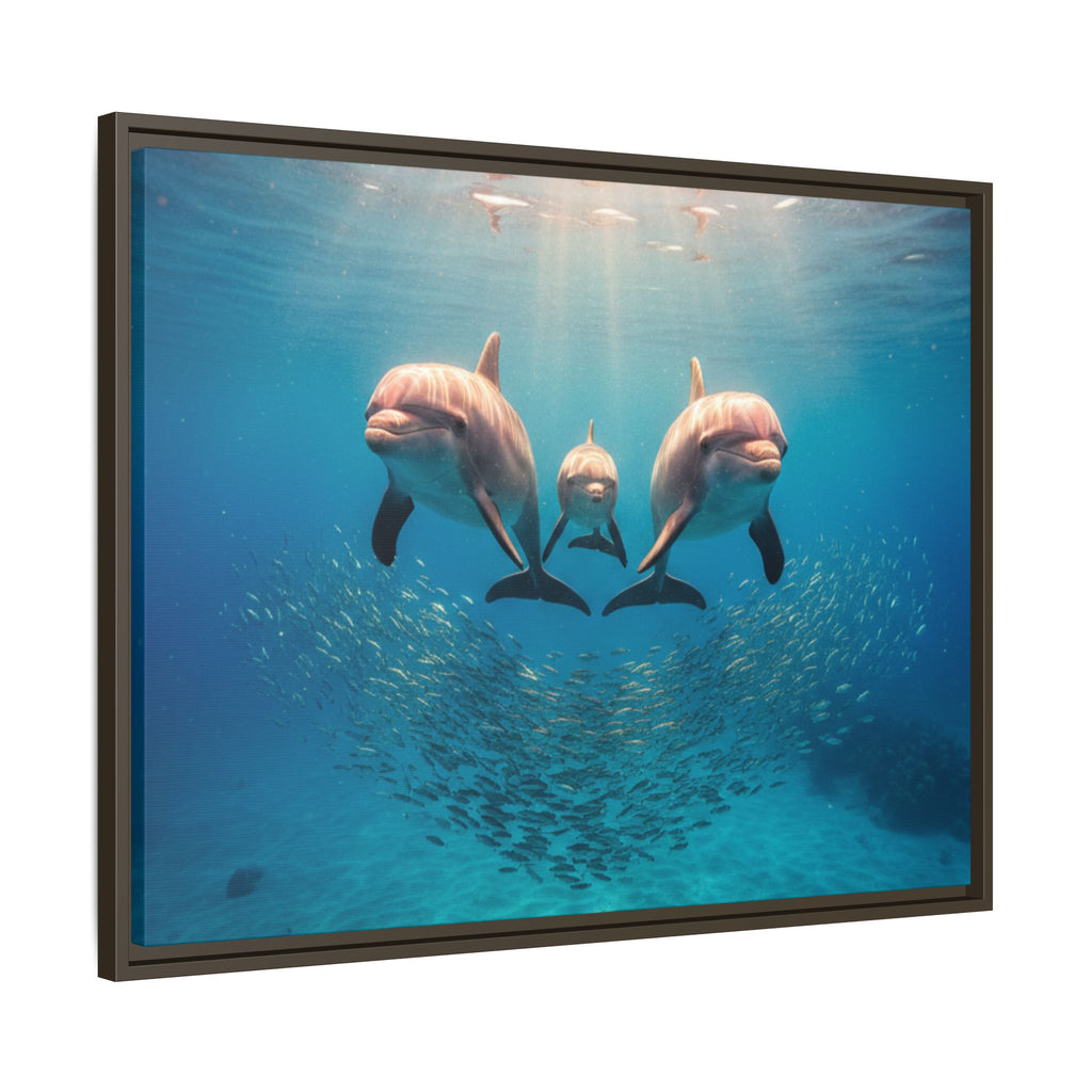 Framed Dolphin Canvas Print — Matte Ocean Wall Art