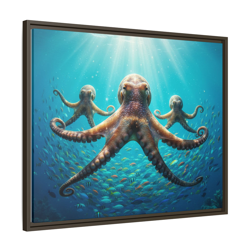 Framed Octopus Art Print — Vibrant Underwater Canvas Wall Decor