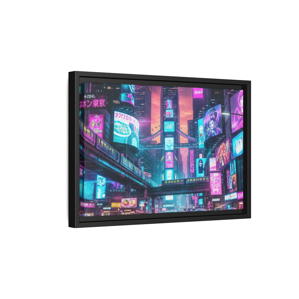 Bright Future Cityscape Vibrant Wall Art  — Framed Cyberpunk Wall Art