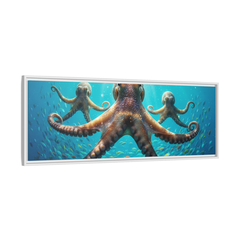 Framed Octopus Art Print — Vibrant Underwater Canvas Wall Decor