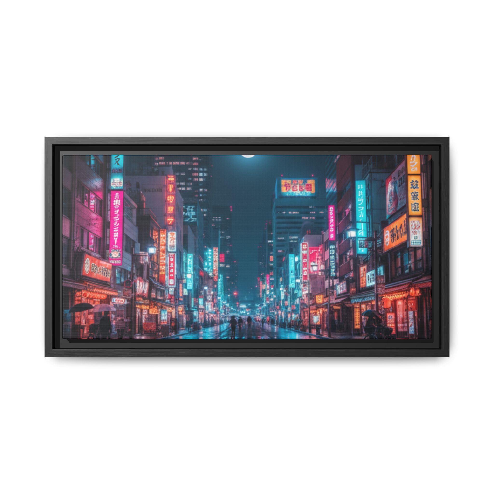Japan Nightscape Canvas Framed Print