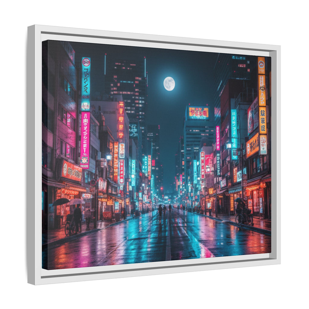 Japan Nightscape Canvas Framed Print