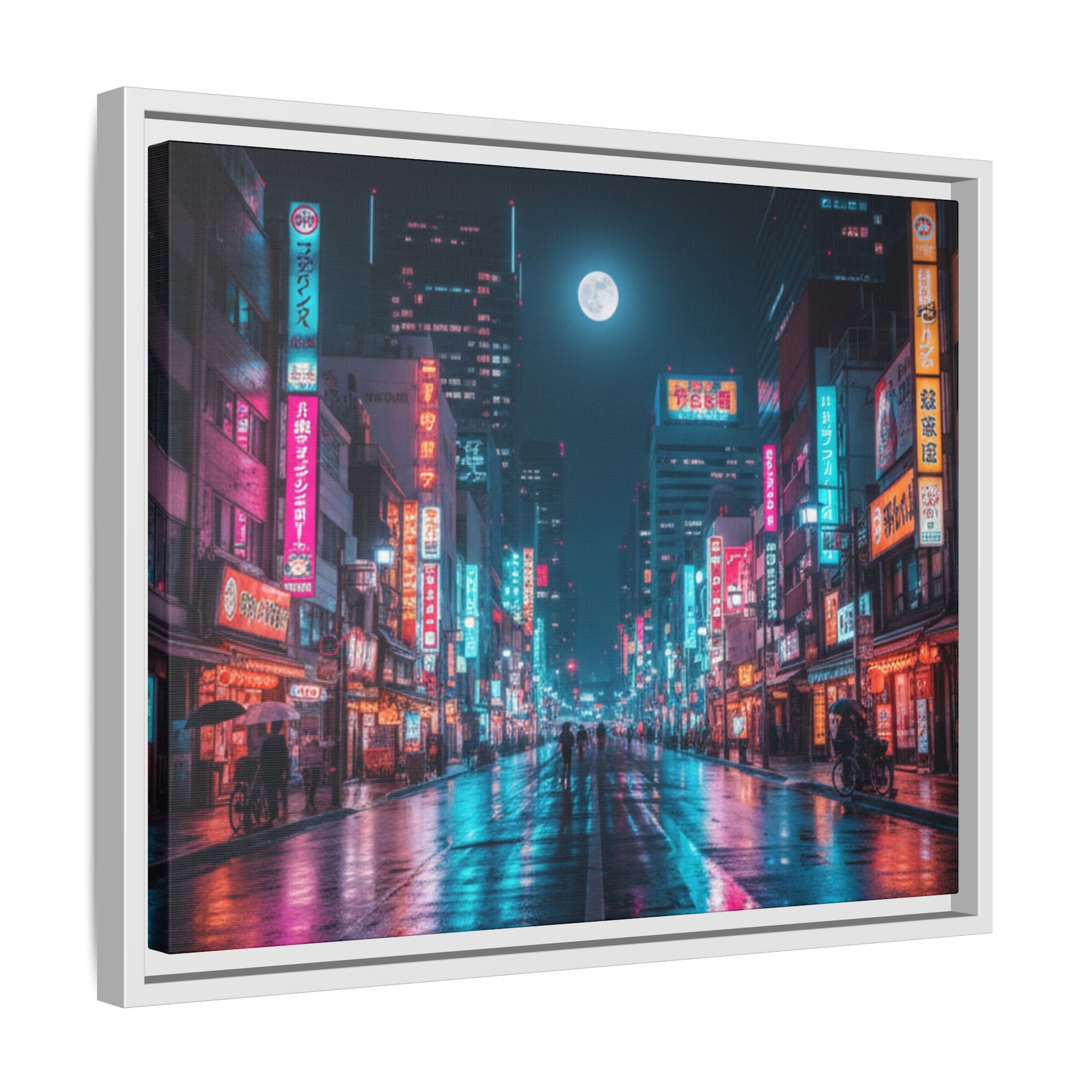 Japan Nightscape Canvas Framed Print