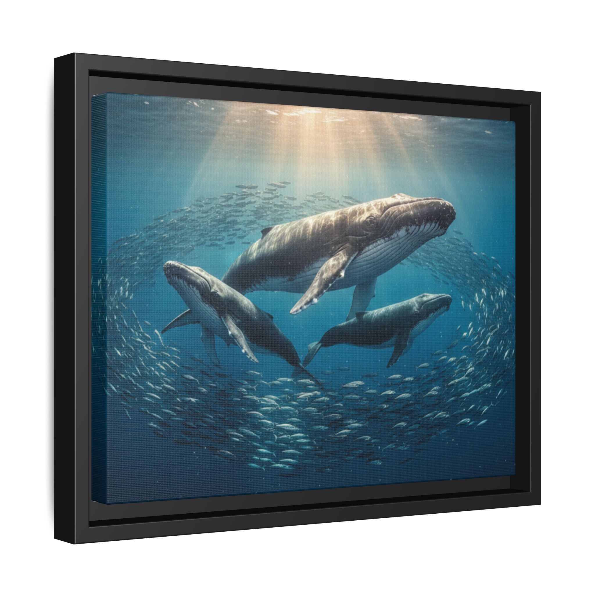 Stunning Whale Family Canvas Wall Art - Framed