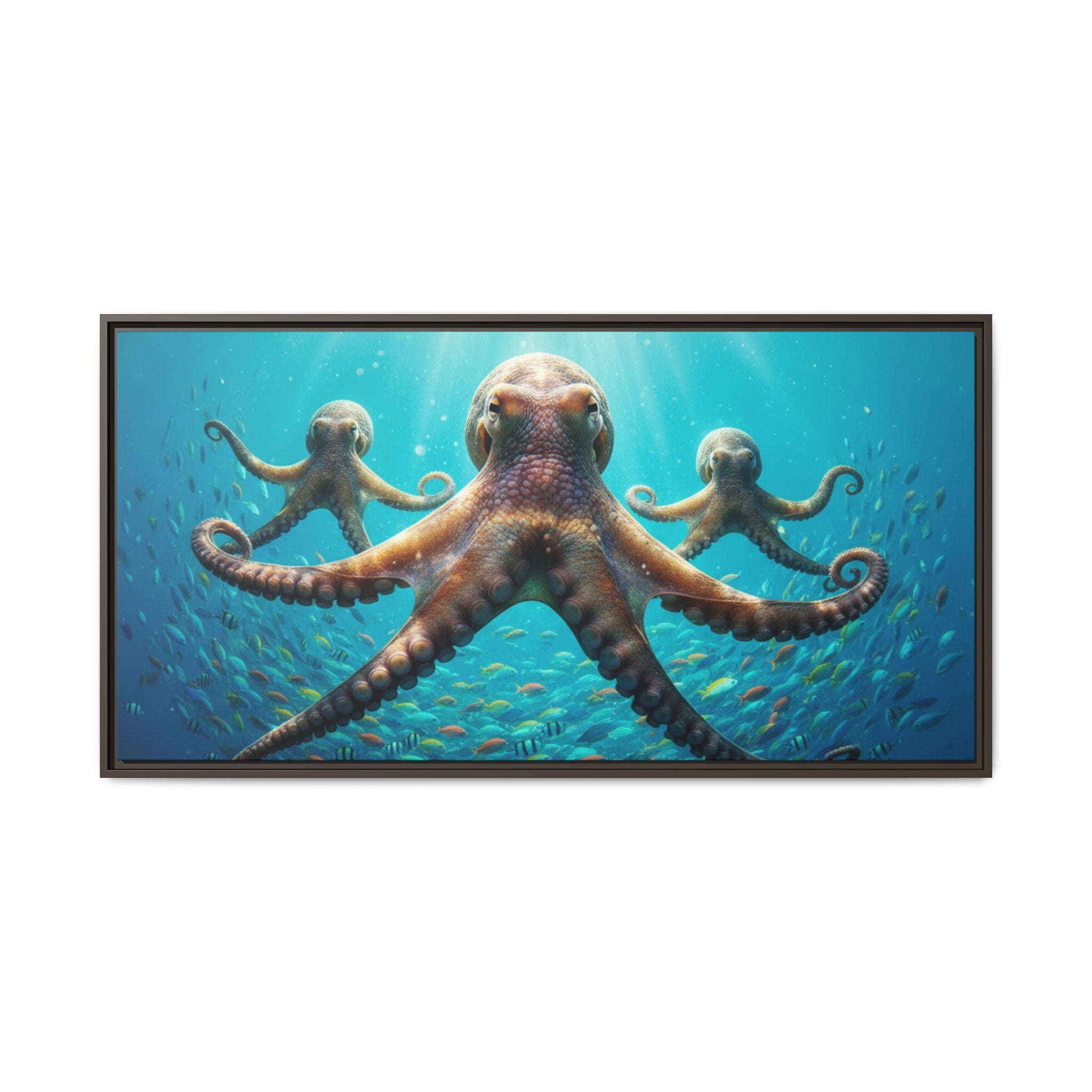 Framed Octopus Art Print — Vibrant Underwater Canvas Wall Decor