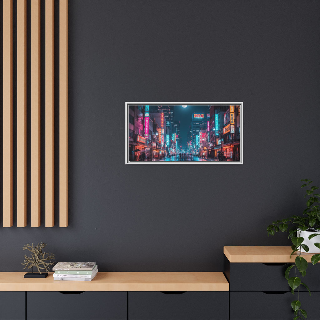 Japan Nightscape Canvas Framed Print