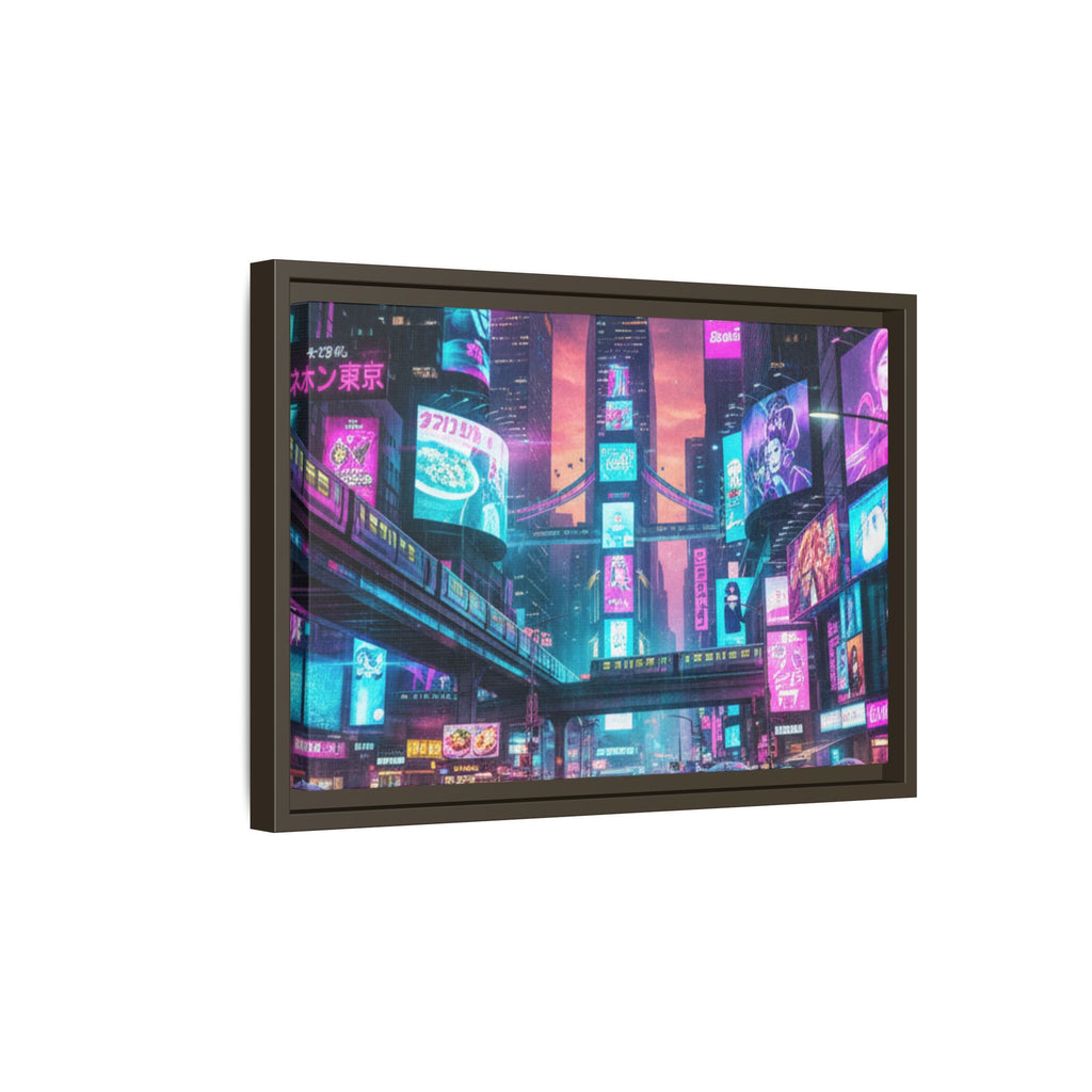 Bright Future Cityscape Vibrant Wall Art  — Framed Cyberpunk Wall Art