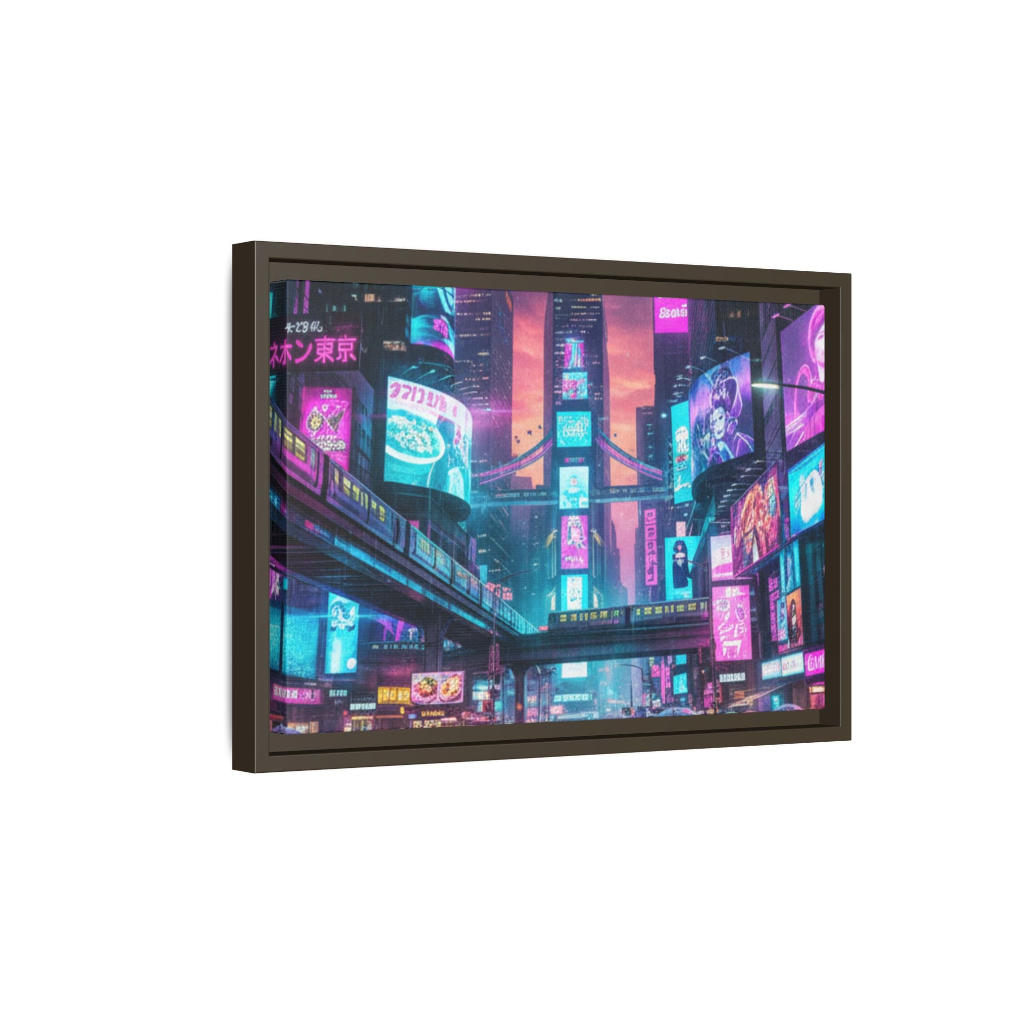 Bright Future Cityscape Vibrant Wall Art  — Framed Cyberpunk Wall Art