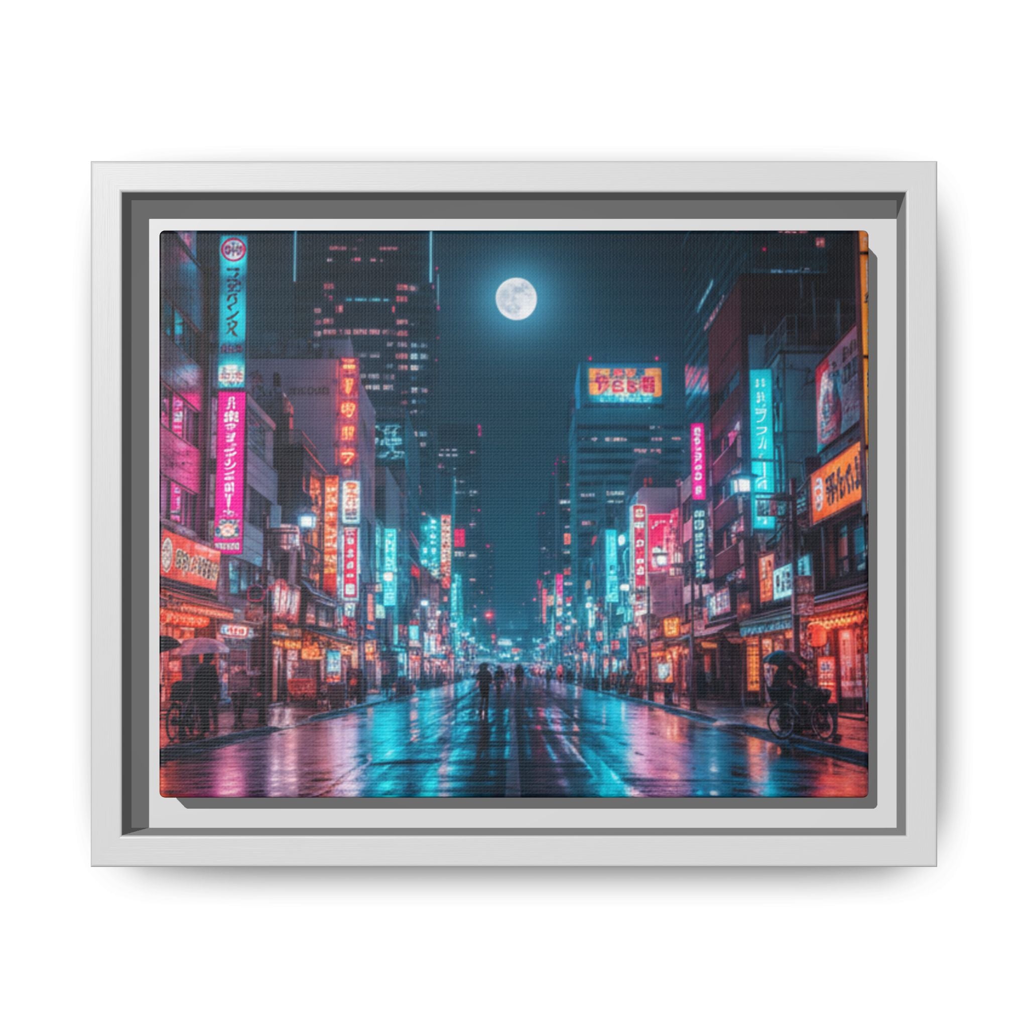 Japan Nightscape Canvas Framed Print