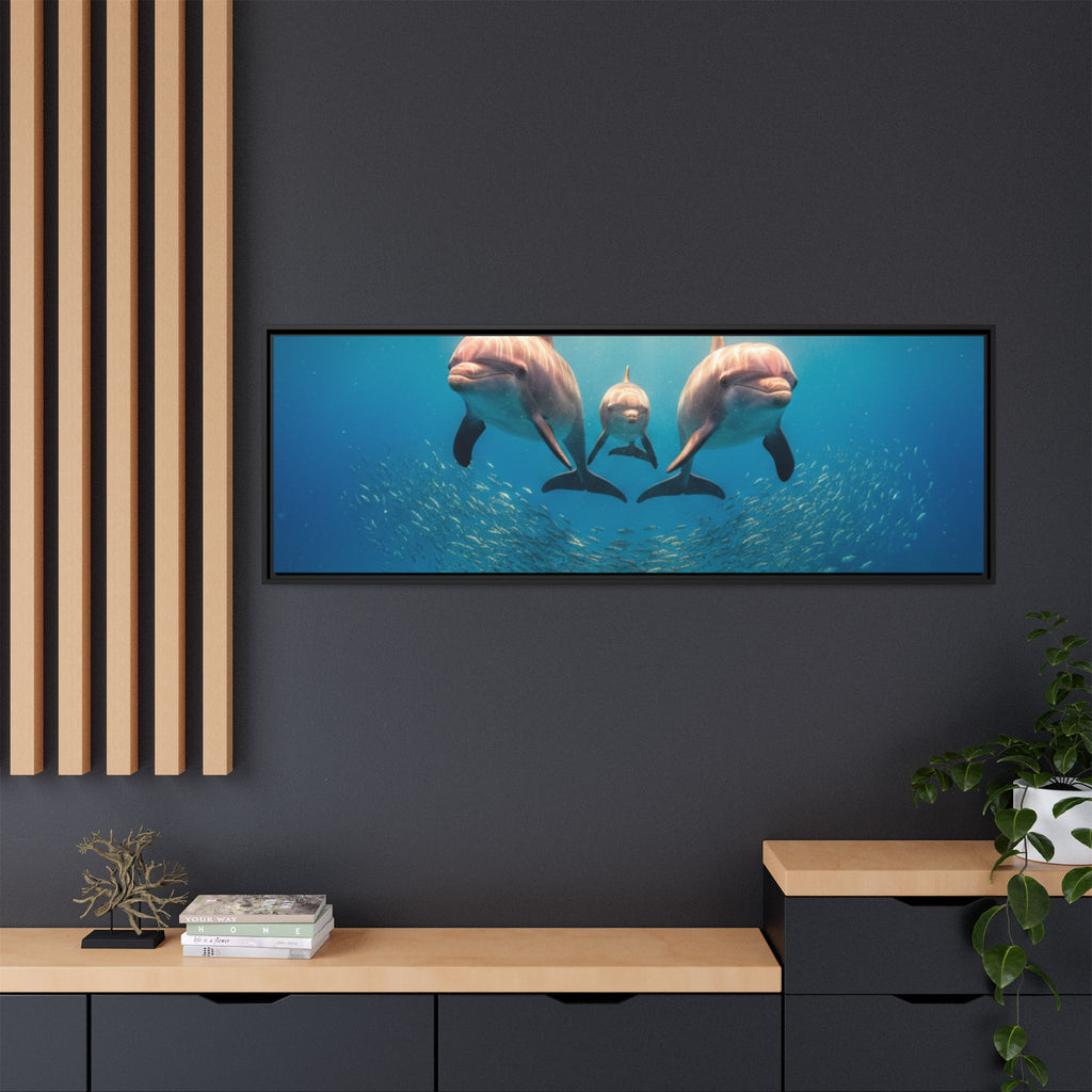 Framed Dolphin Canvas Print — Matte Ocean Wall Art