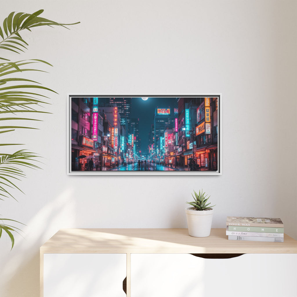 Japan Nightscape Canvas Framed Print