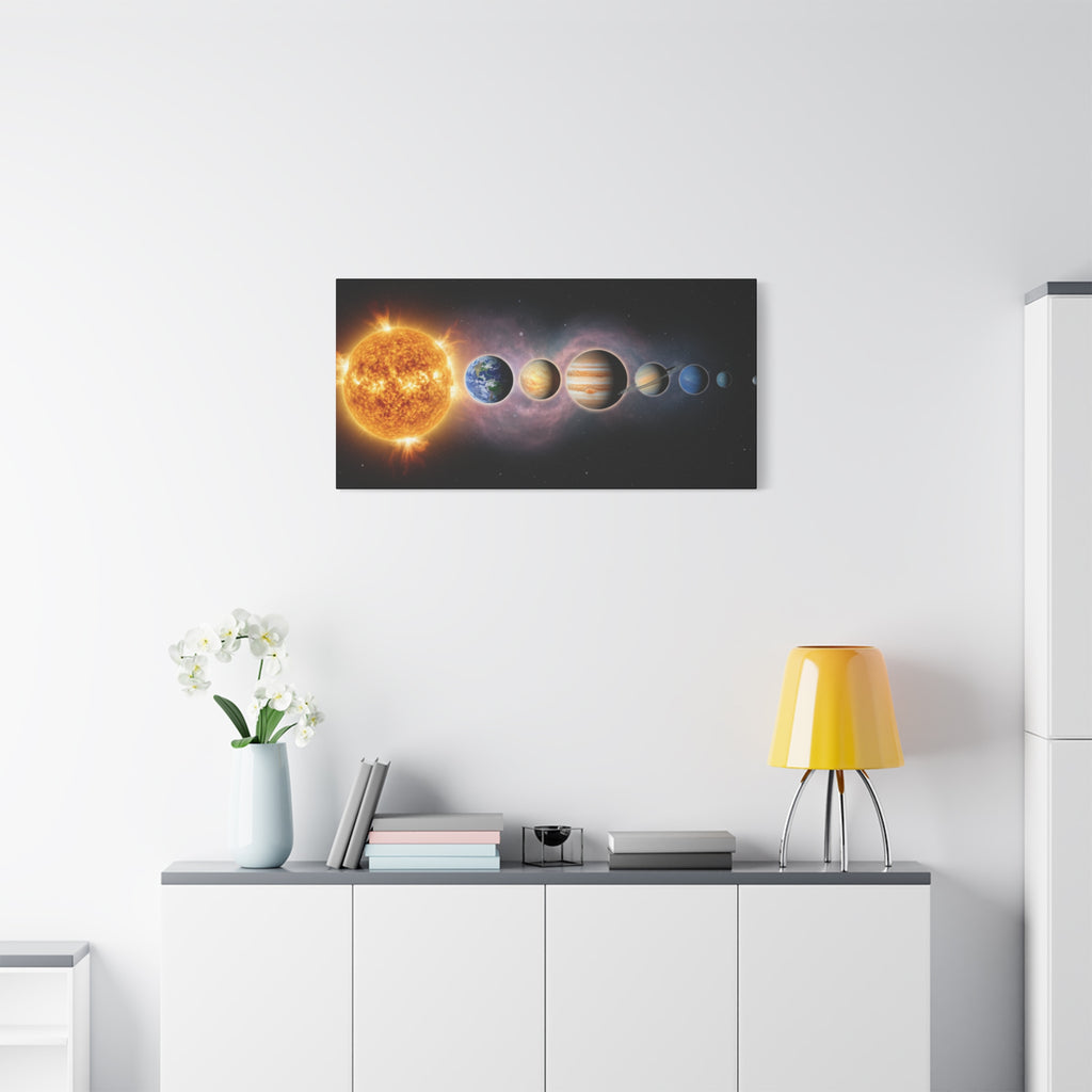 Stunning Solar System Art — Planet Lineup Matte Stretched Wall Art
