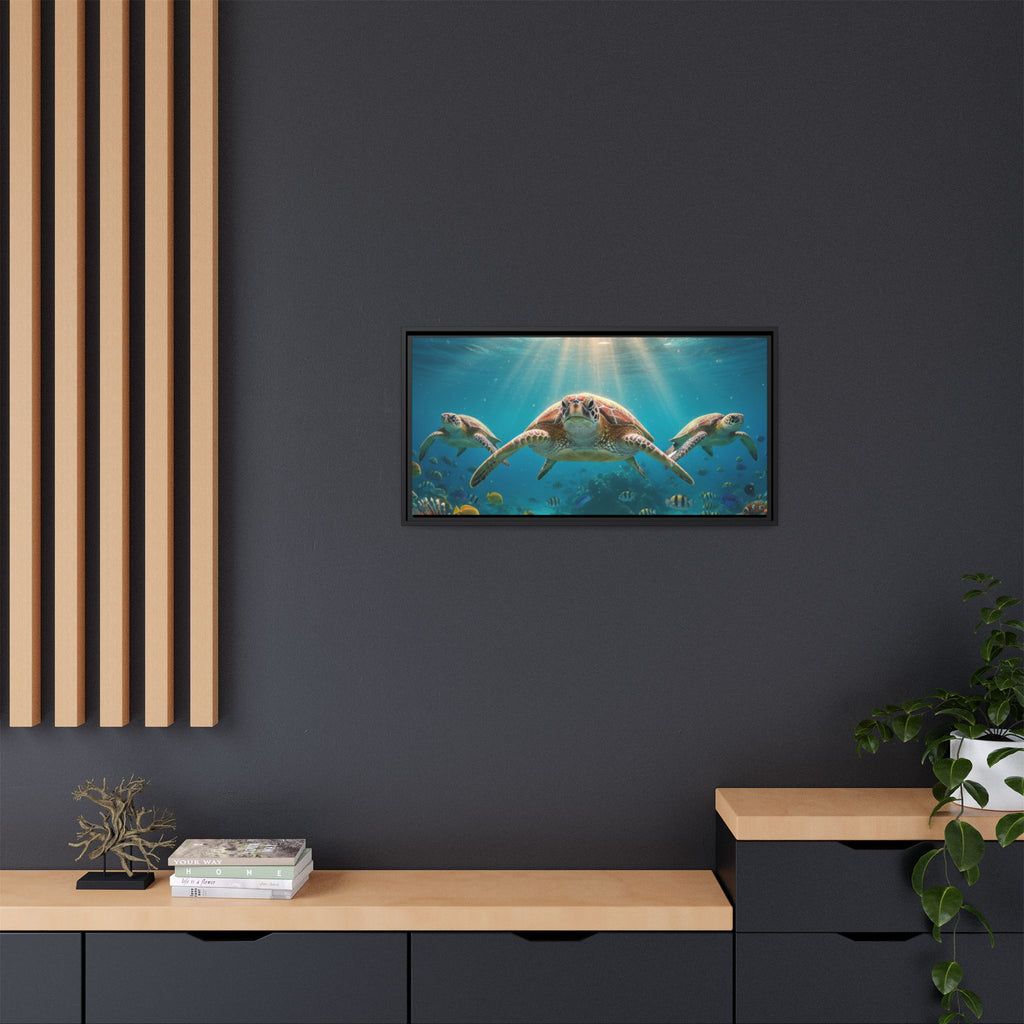 Sea Turtle Ocean Art — Framed Matte Canvas Wall Art