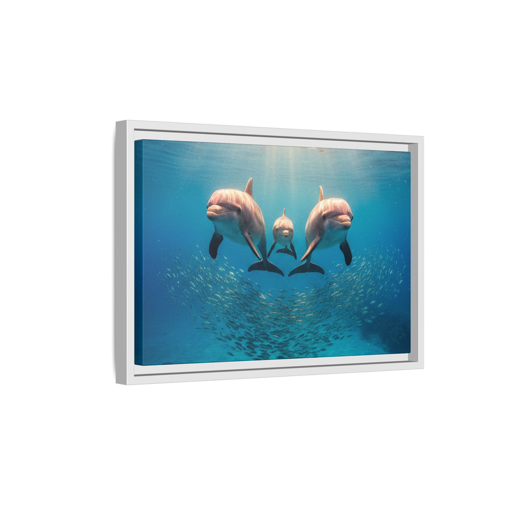 Framed Dolphin Canvas Print — Matte Ocean Wall Art