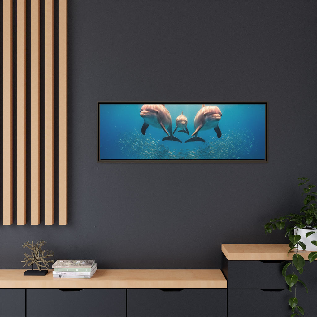 Framed Dolphin Canvas Print — Matte Ocean Wall Art
