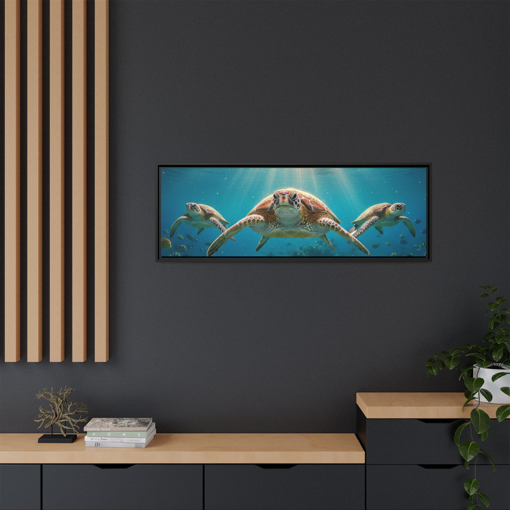 Sea Turtle Ocean Art — Framed Matte Canvas Wall Art