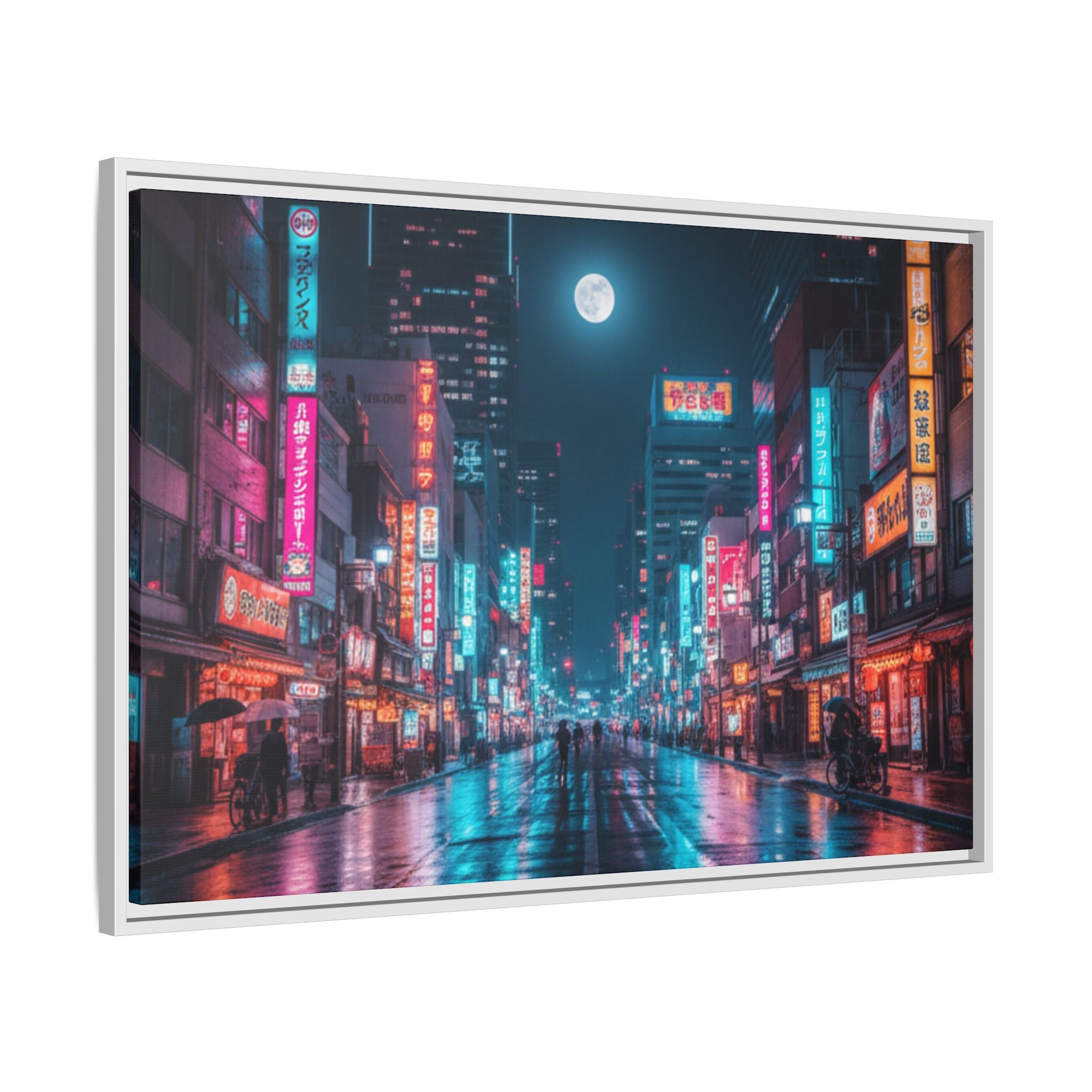 Japan Nightscape Canvas Framed Print