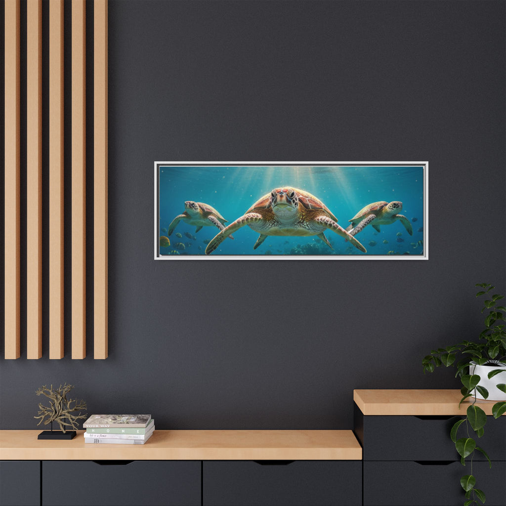 Sea Turtle Ocean Art — Framed Matte Canvas Wall Art