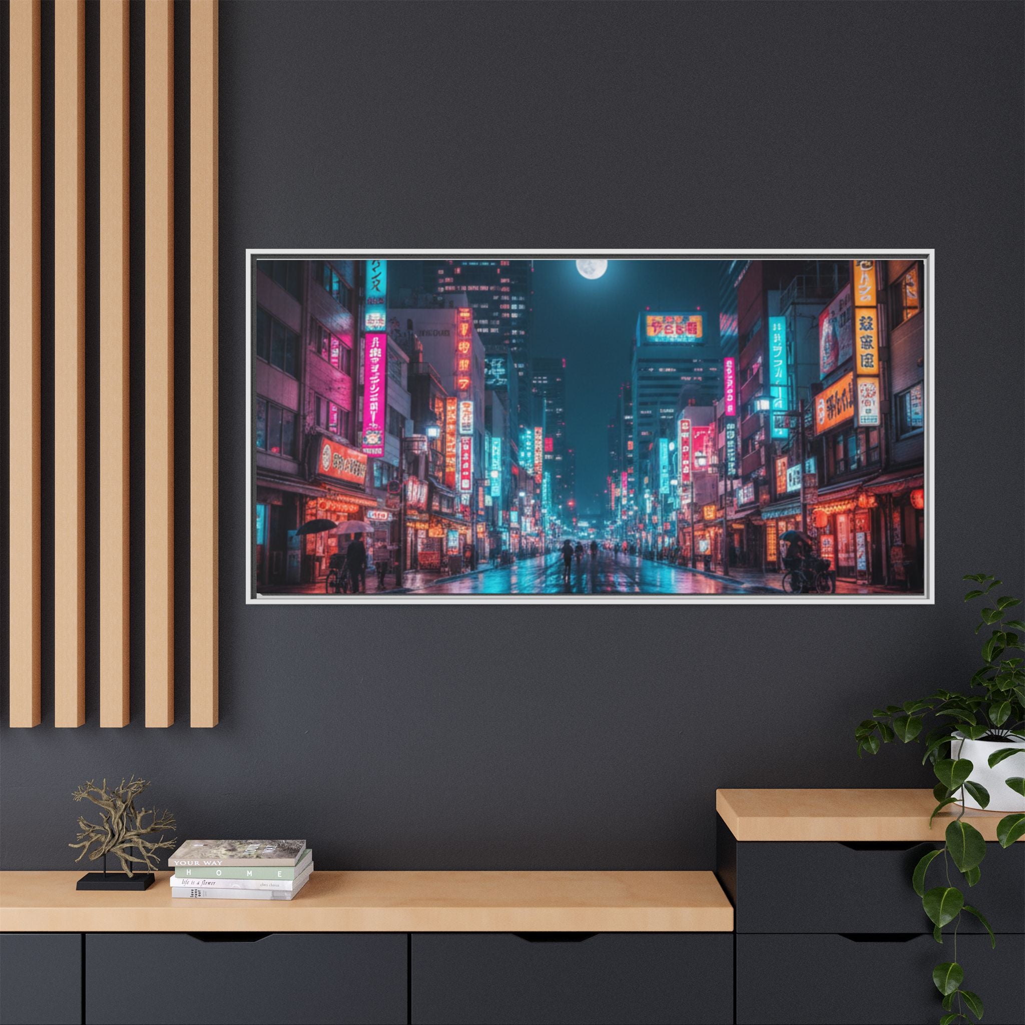Japan Nightscape Canvas Framed Print