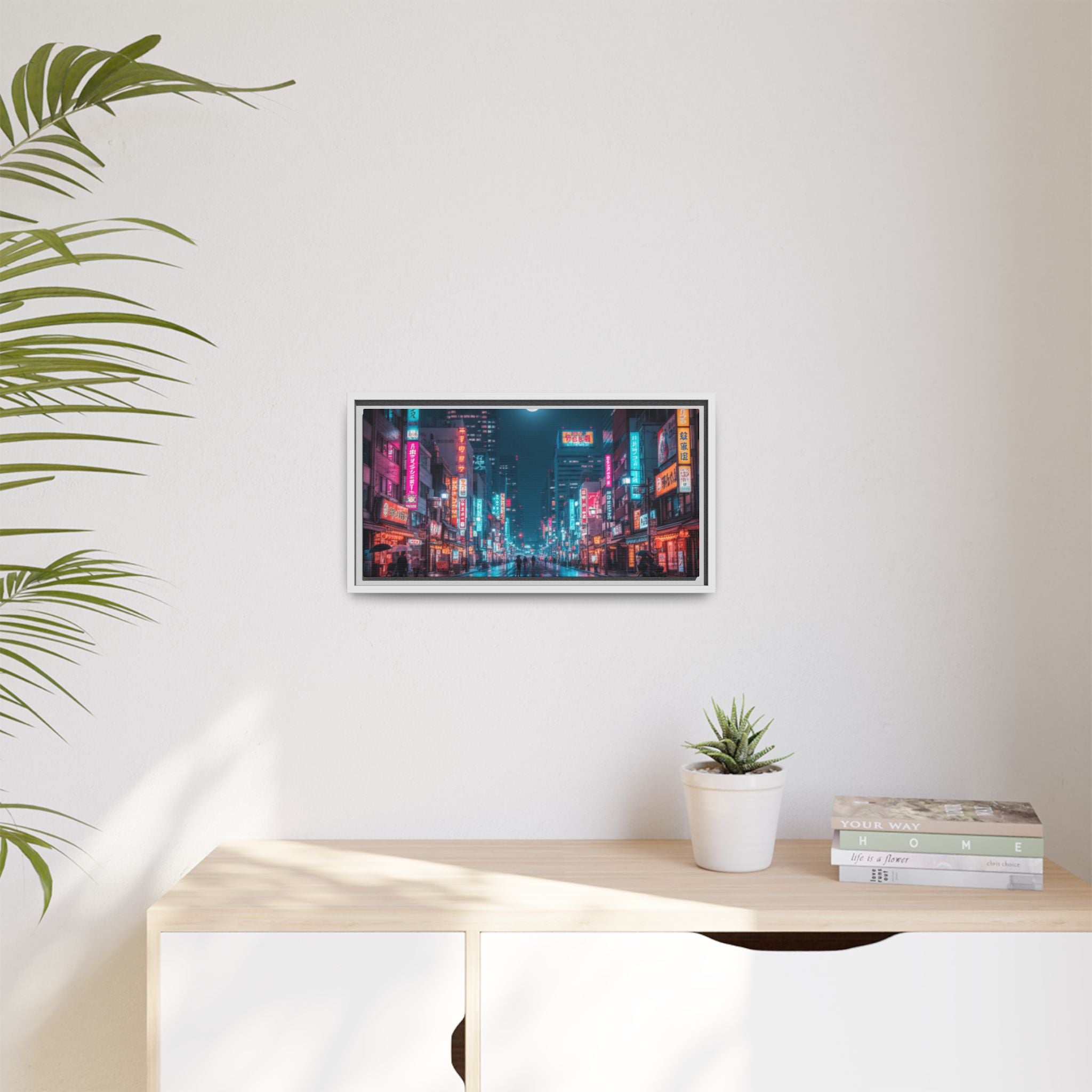 Japan Nightscape Canvas Framed Print