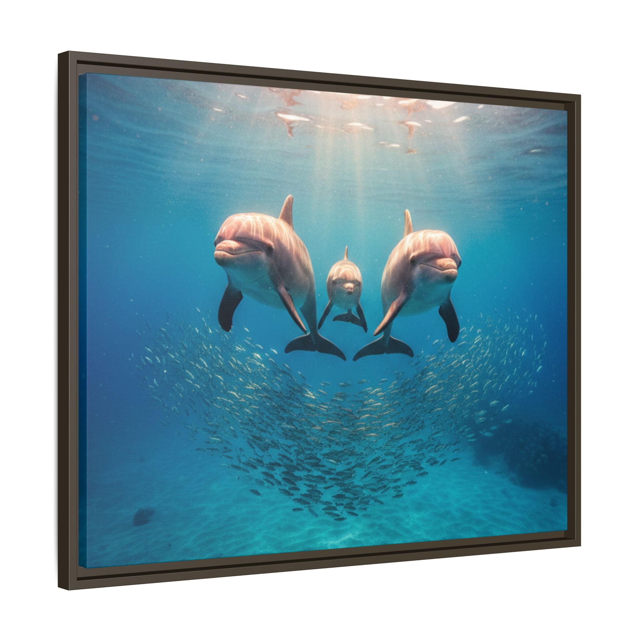 Framed Dolphin Canvas Print — Matte Ocean Wall Art