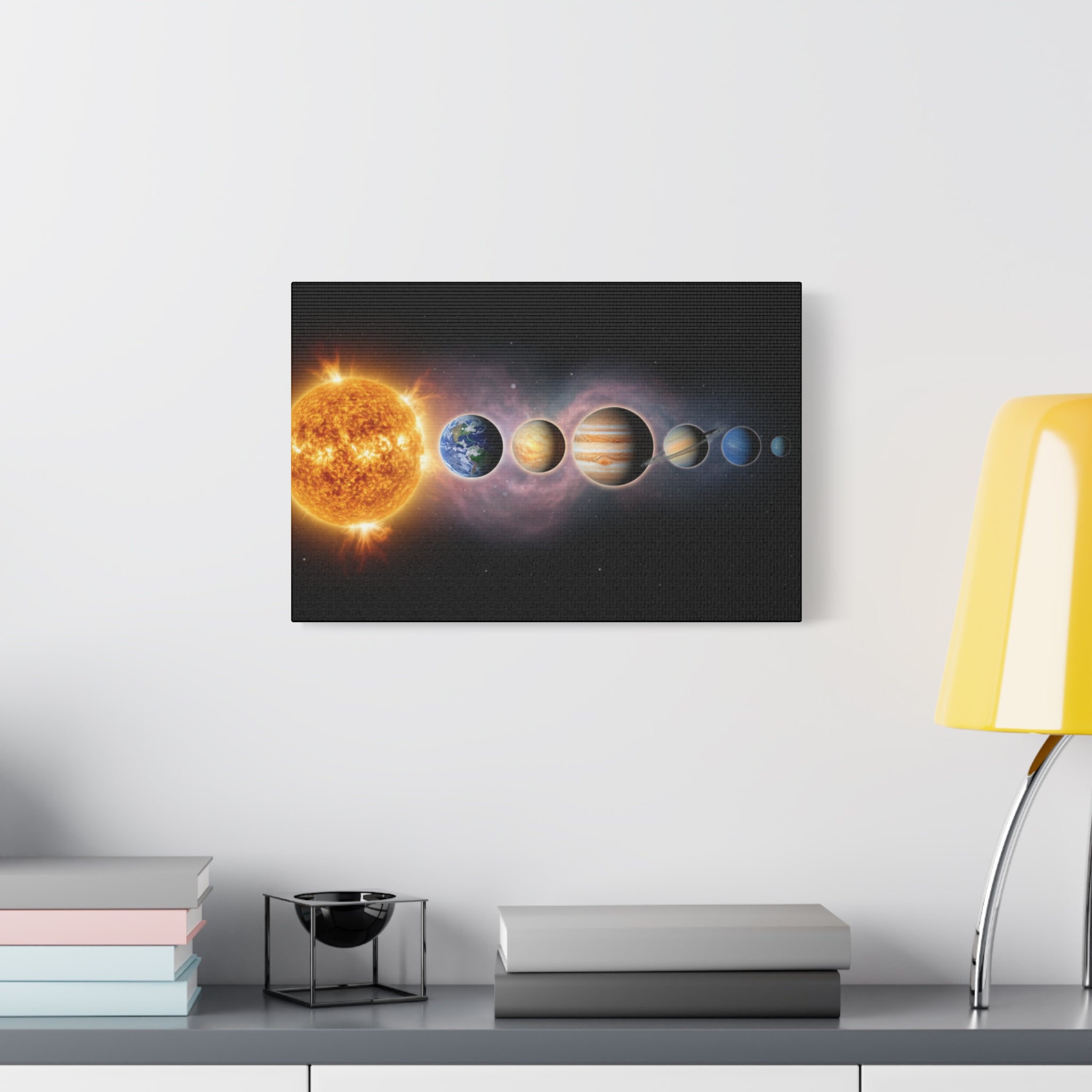 Stunning Solar System Art — Planet Lineup Matte Stretched Wall Art