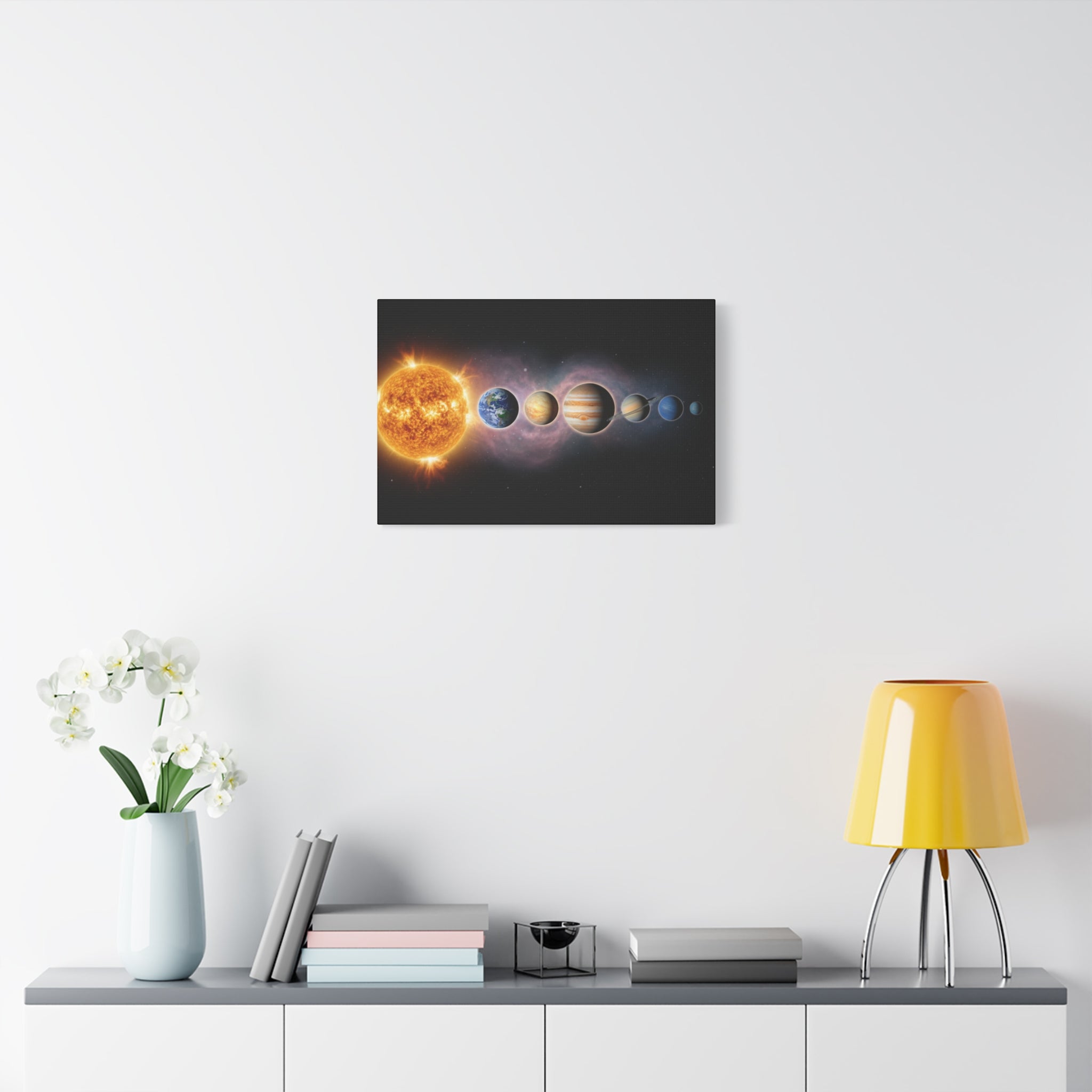 Stunning Solar System Art — Planet Lineup Matte Stretched Wall Art